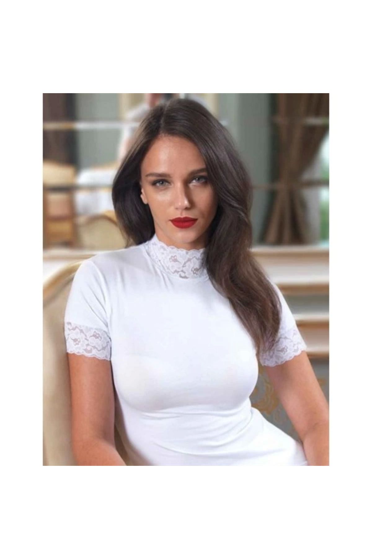 Shop58 Şahinler Dantelli Yarım Kollu Atlet B628