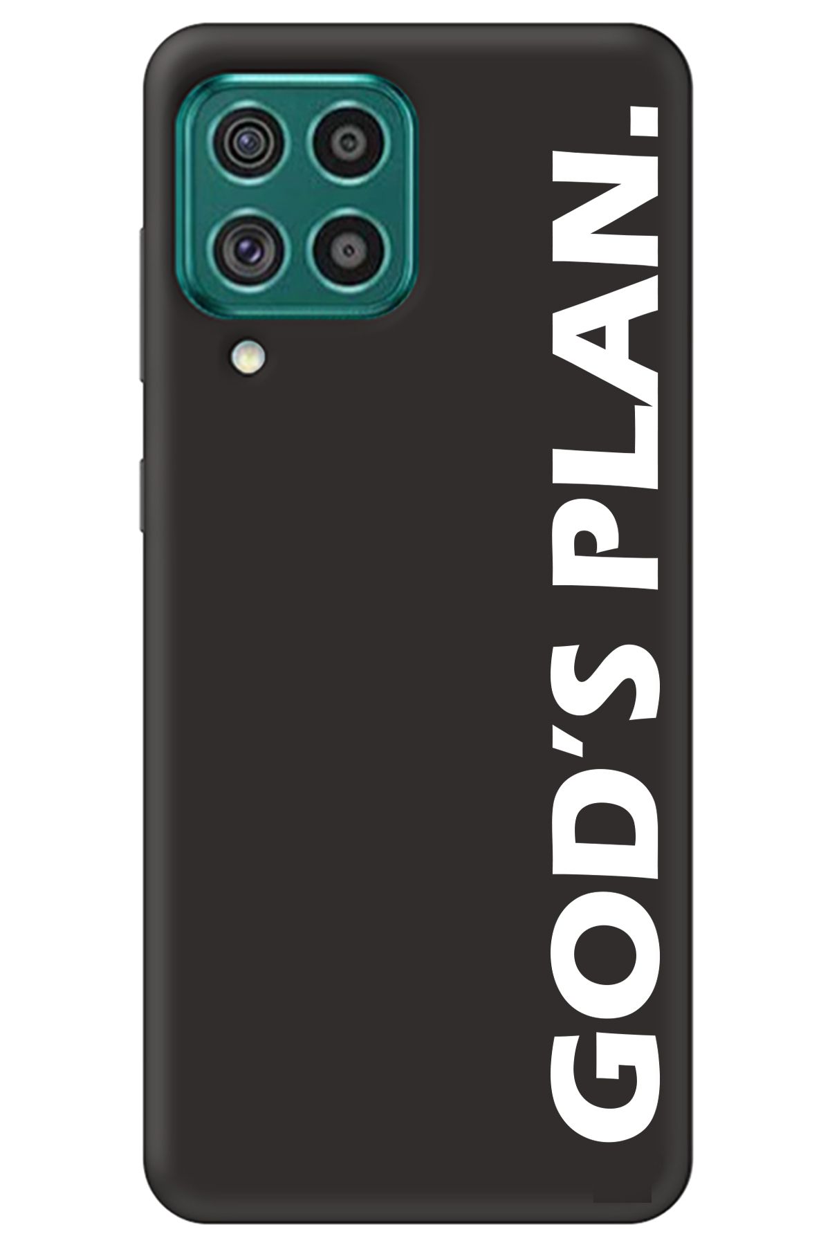 WANNA PROTECT Samsung M22 Siyah İçi Kadife God's Plan Desenli Silikon Telefon Kılıfı