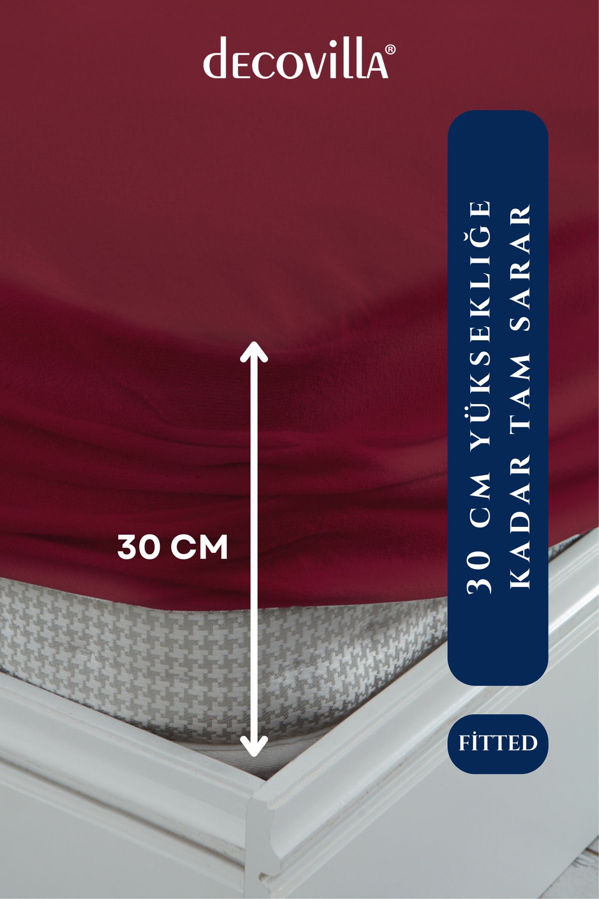 Decovilla-Micro Fitted Full Edge Water Liquid Proof Mattress Protector Mattress Protector Sheet Ruby Red 3