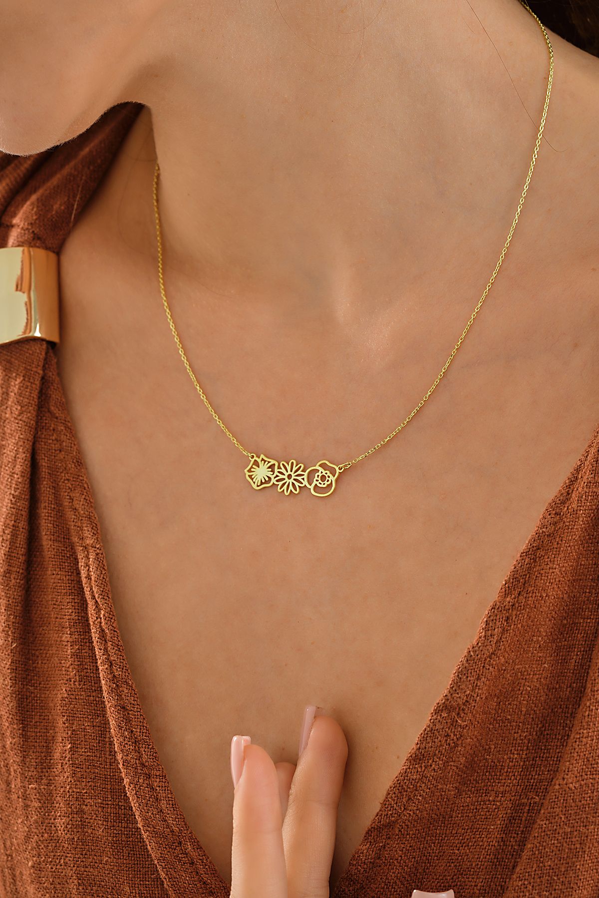 Klart Jewellery Mini çiçekler Gümüş Kolye 925 ayar Gümüş Çiçek kolye
