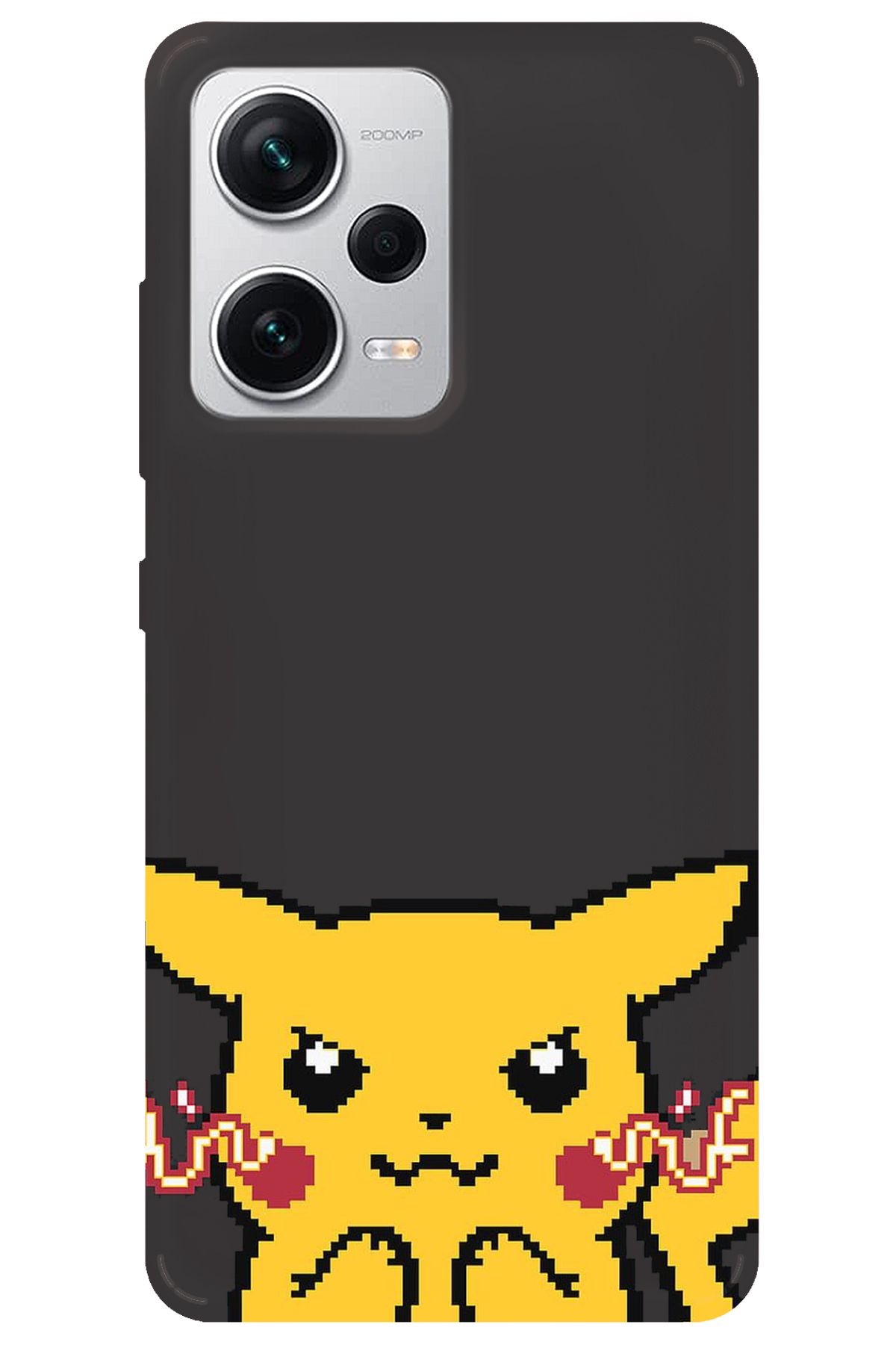 WANNA PROTECT Xiaomi Redmi Note 12 Pro 5G Siyah İçi Kadife Pika Pixel Desenli Silikon Telefon Kılıfı