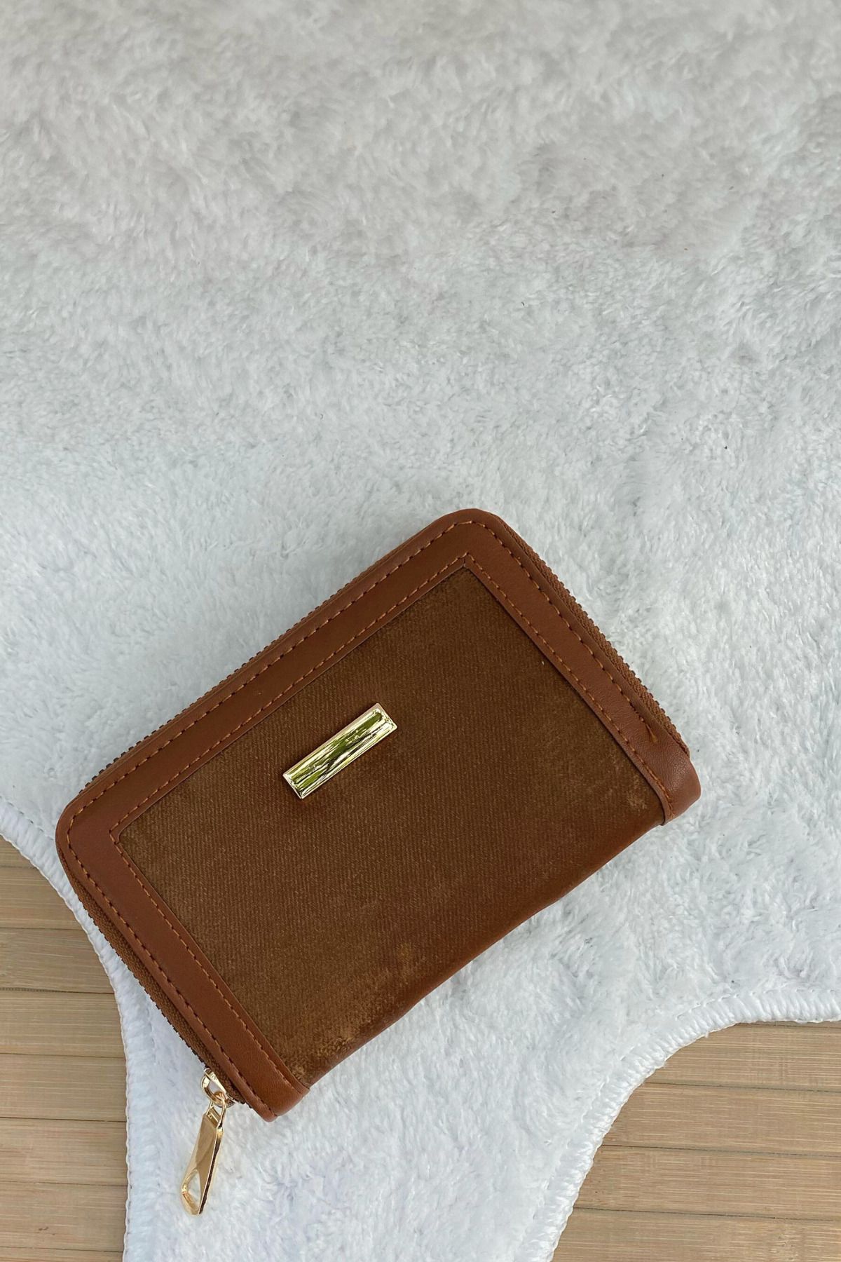 Mazel Design Süet Kadın Cüzdan Fermuarlı Kartlık Şık ve Çok Gözlü Tasarım