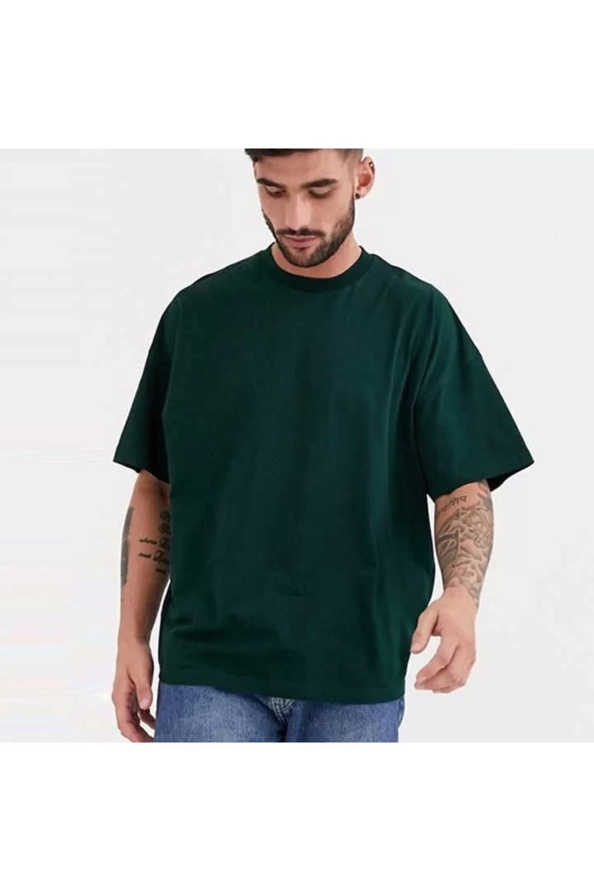 CVS Unisex Basic Bisiklet Yaka Oversize T-Shirt - Haki