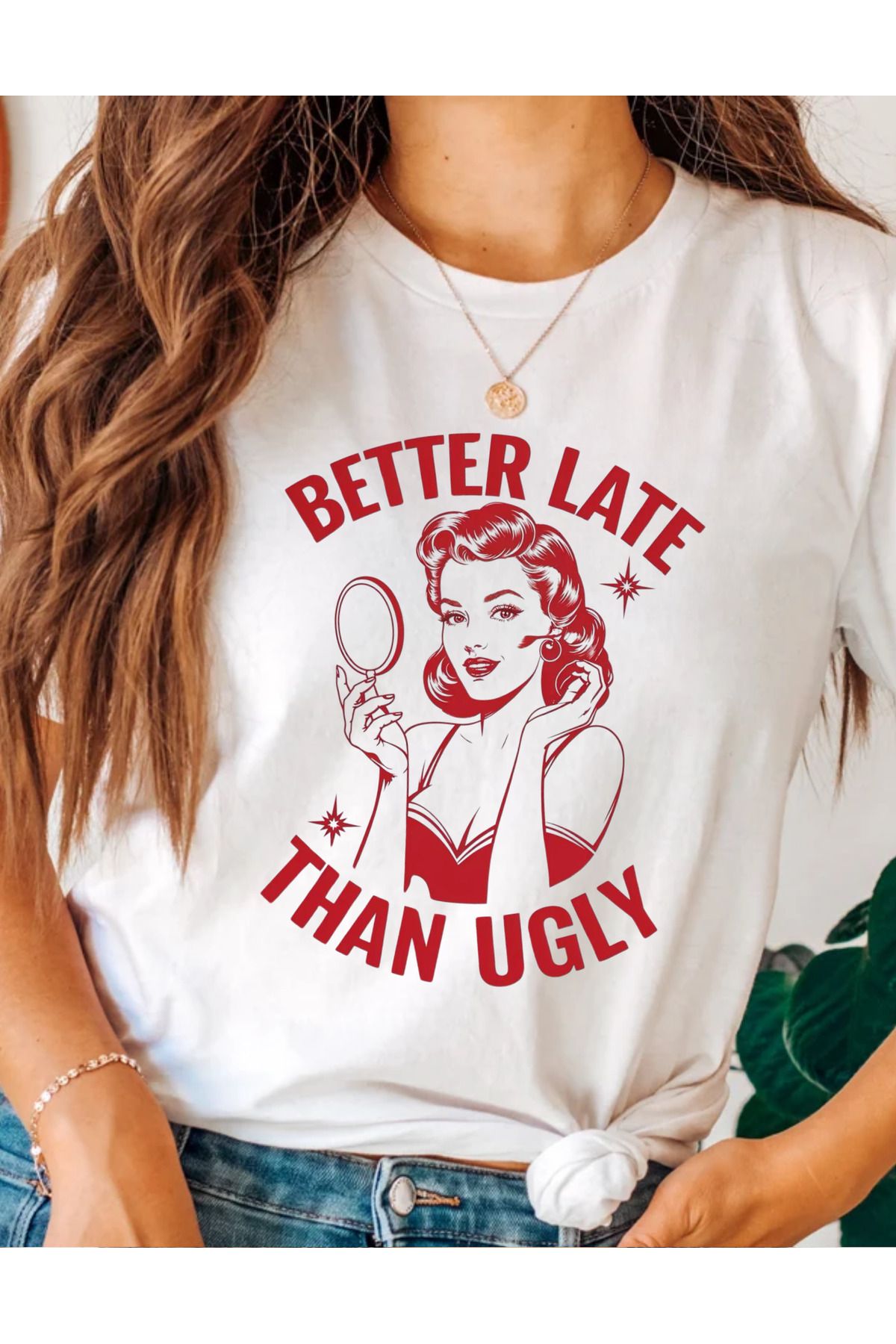 AEMİ Unisex Better Late Baskılı %100 Pamuk Oversize T-shirt
