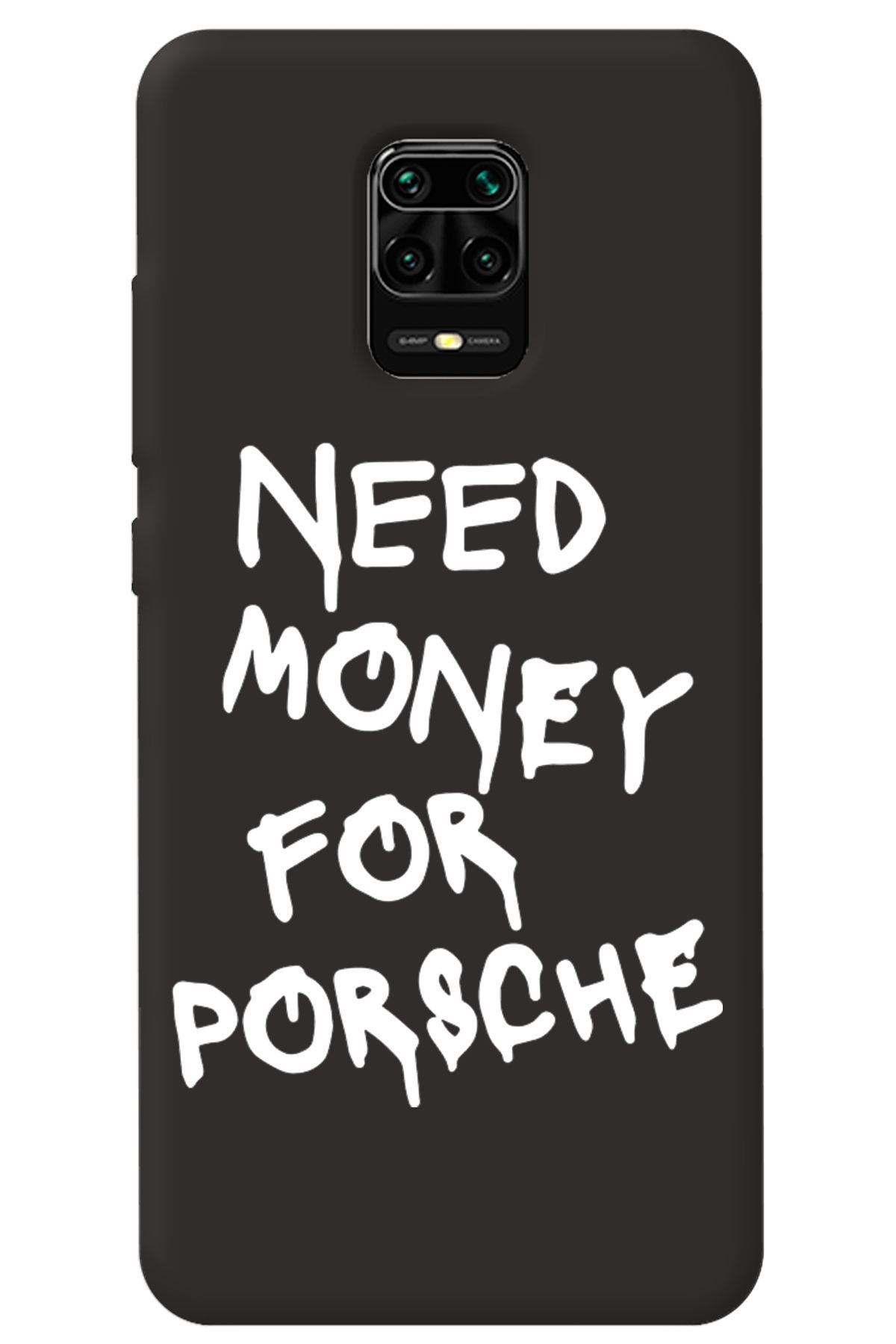WANNA PROTECT Xiaomi Redmi Note 9 Pro Siyah İçi Kadife Need Money Desenli Silikon Telefon Kılıfı