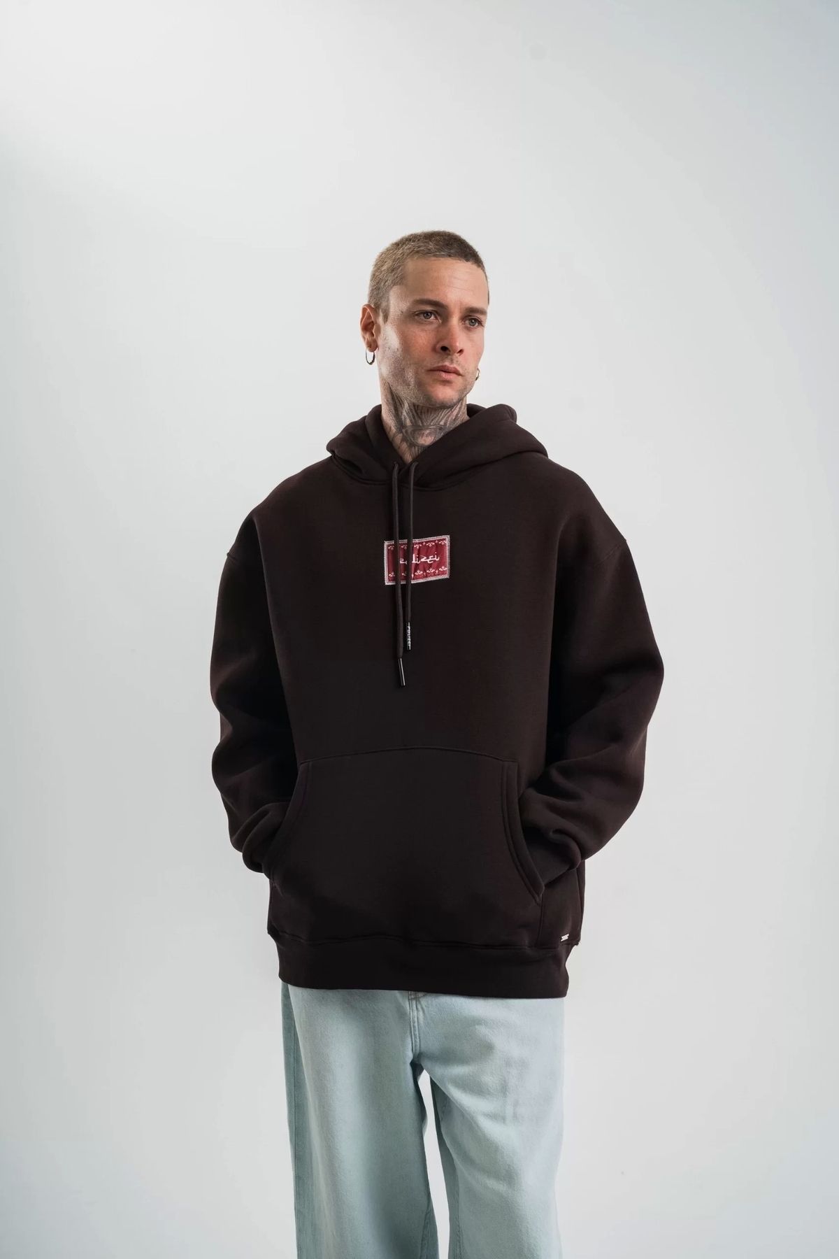 CVS Double Oversize Kapşonlu Dijital Patchli SweatShirt - Kahve