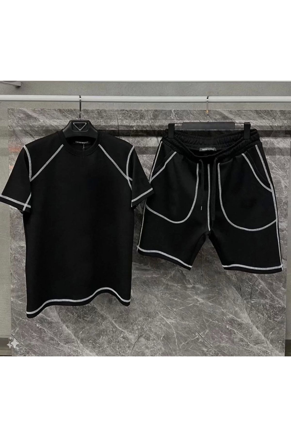 CVS Unisex Karoyaka Dikişli Şortlu Takım - Siyah