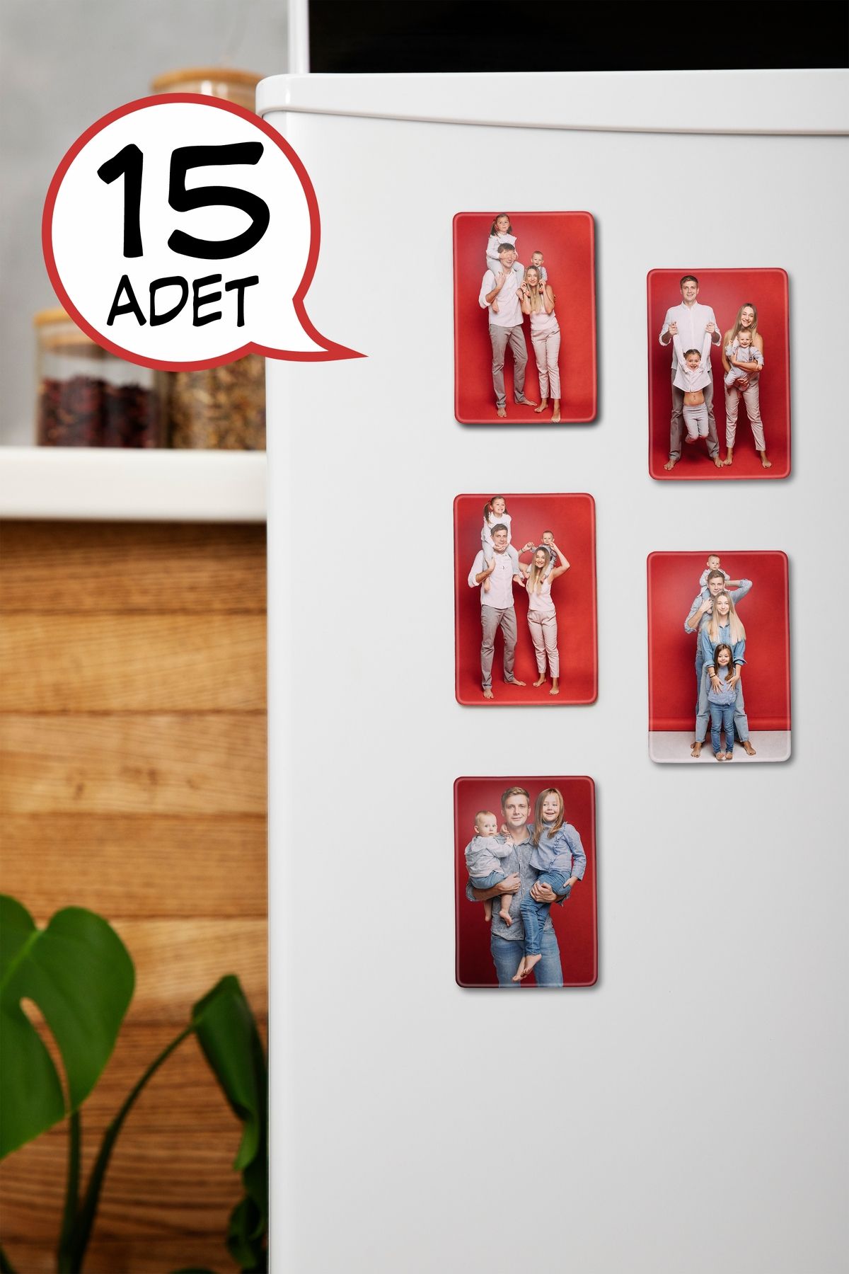 YELKOVAN TASARIM 15 Adet Fotoğraflı Kişiye Özel Buzdolabı Magnet (6x9,2 cm)