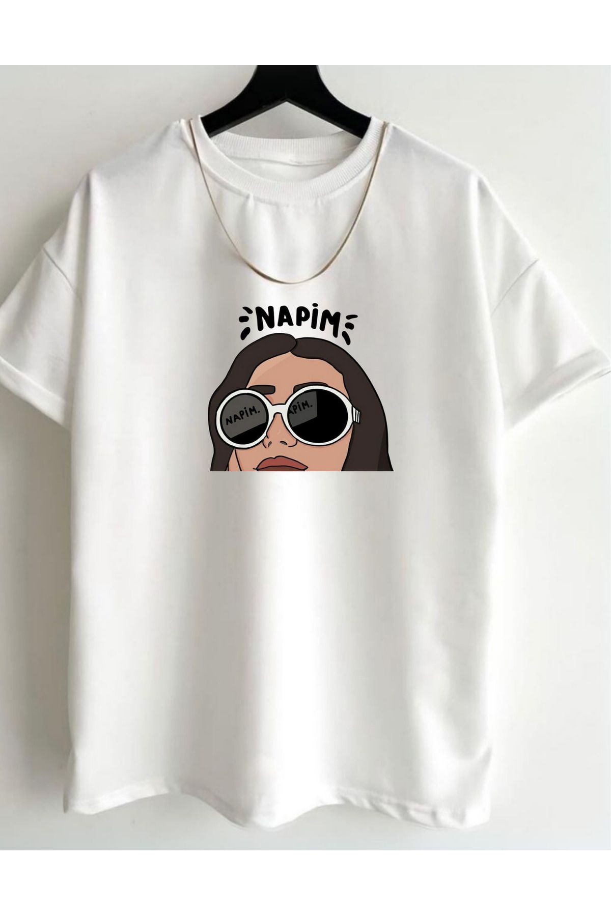 AEMİ Unisex Napim Baskılı %100 Pamuk Oversize T-shirt