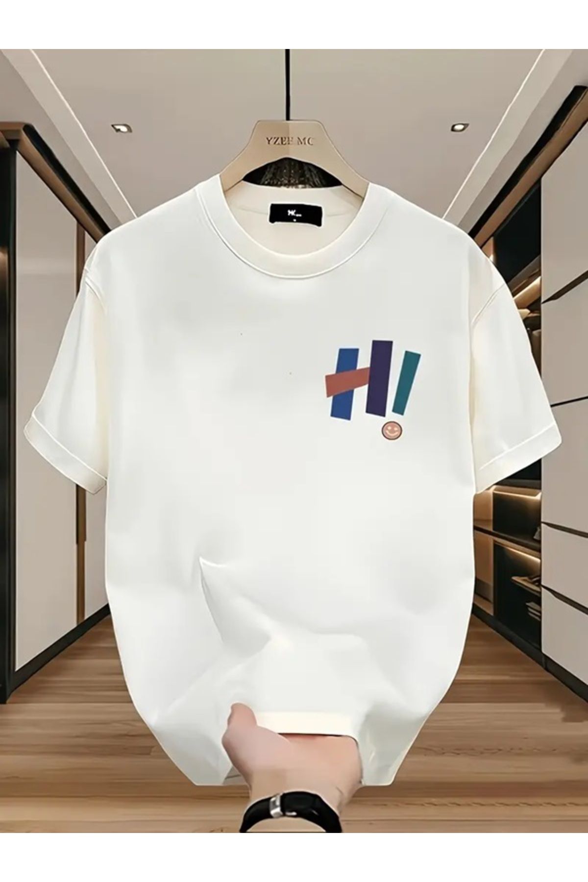 EXPECTED Erkek Oversize Geniş Kesim Baskılı Günlük, Spor, Şık, Casual, Pamuklu T-shirt