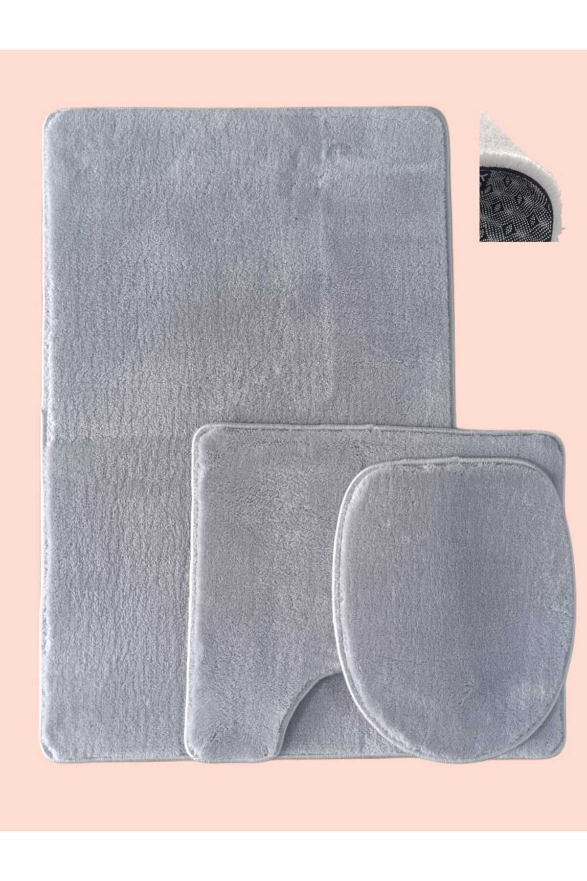 Aurora Brilliant Banyo Paspası 3lü Klozet Takımı Klozet Seti Pufyy Kalın Ürün 60x100 / 50x54 / 34x47 Kaymaz Taban