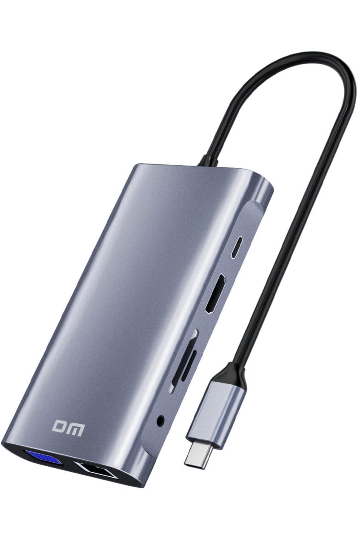 DERİK Derik CHB055 Type-C to HDMI VGA RJ45 Ethernet 3*USB 3.0 Aux PD TF SD Kart Okuyucu Dönüştürücü