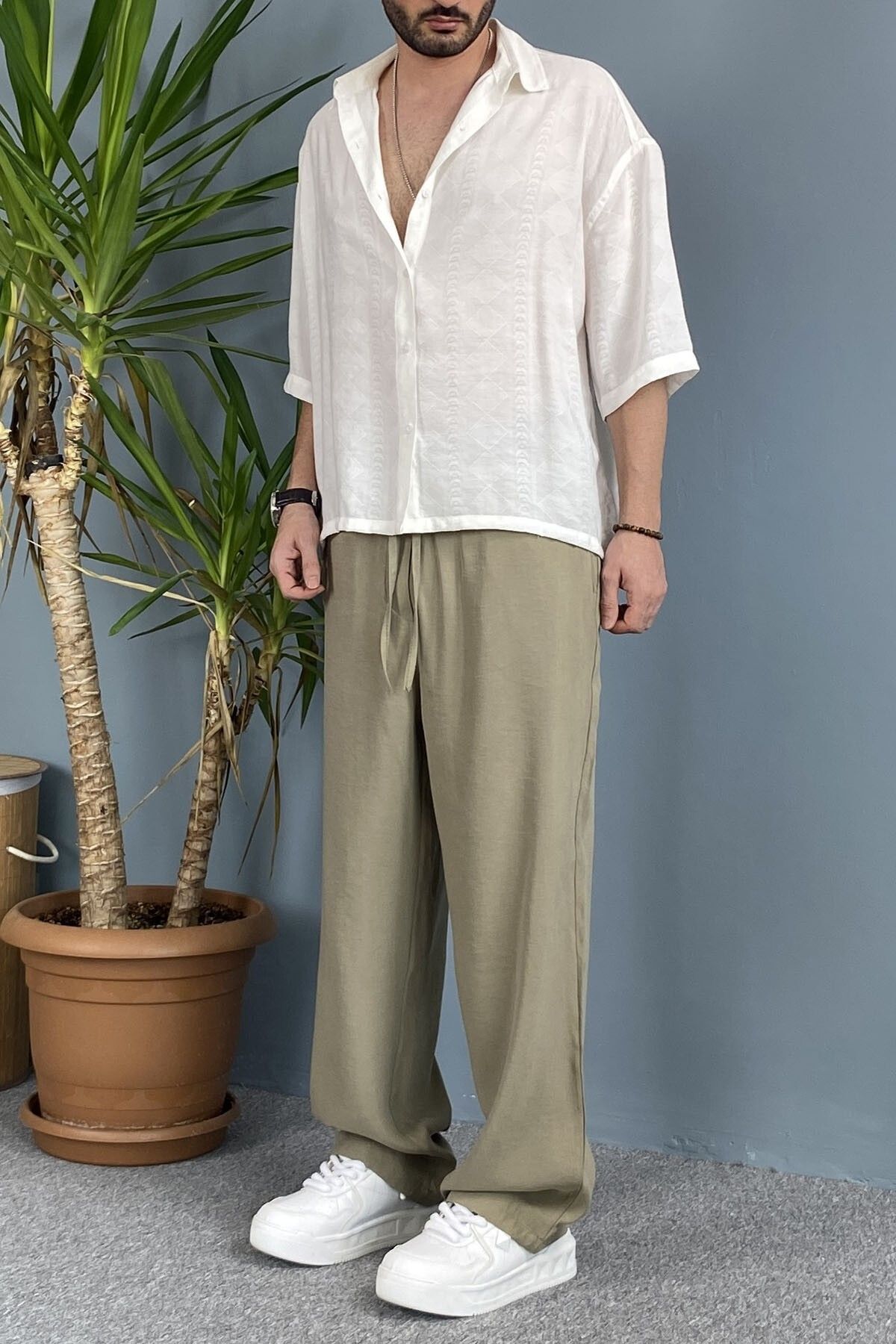 Alışveriş Sokağı Modal Kumaş Bağcıklı Baggy Pantolon