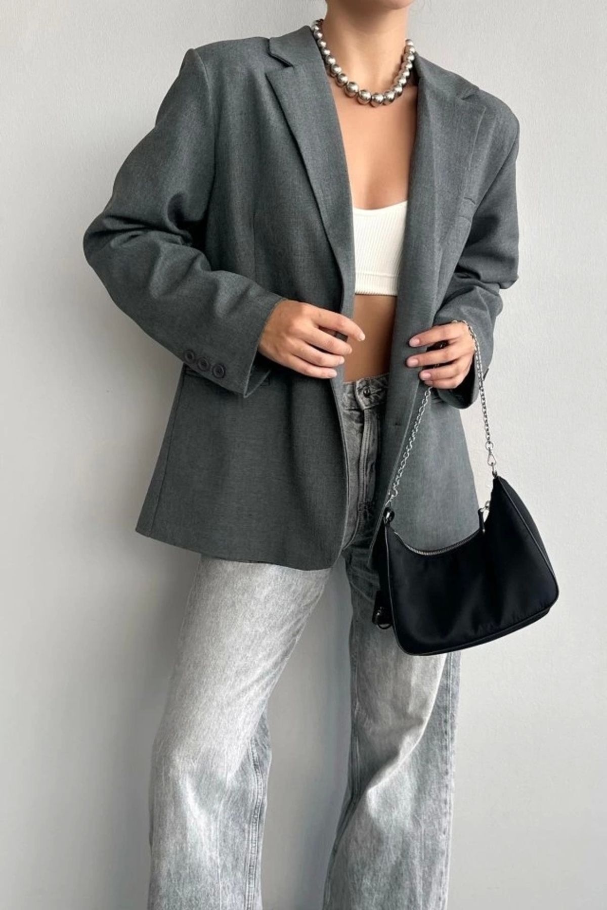 nedo7 Oversize Ceket - Gri
