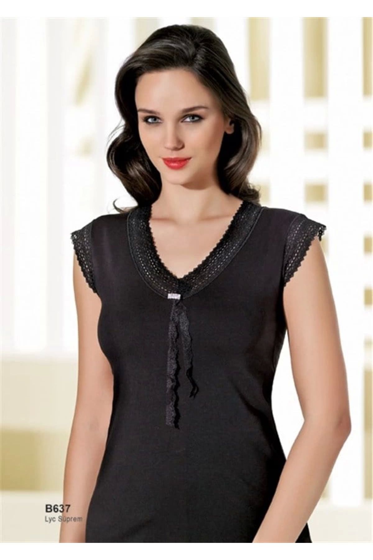 Shop58 Şahinler Dantelli Taşlı Yarım Kol Atlet B637