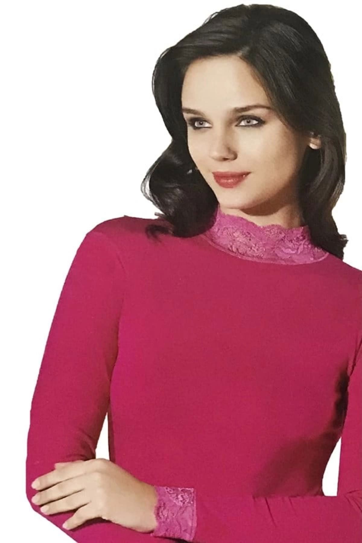 Shop58 Şahinler Kadın Dantelli Uzun Kollu Body B623