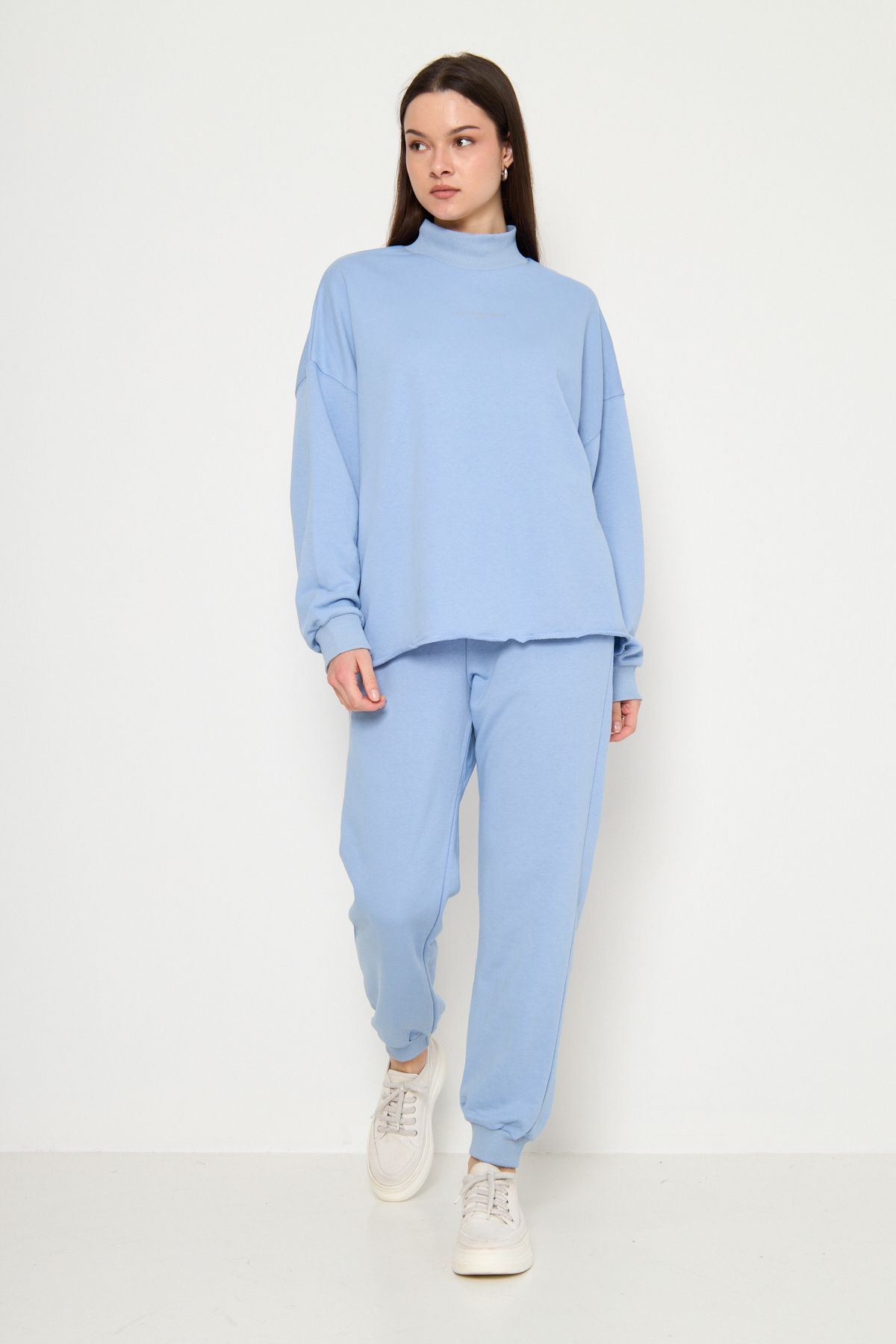 MODA Mavi Atelier Baskılı Yarım Balıkçı Sweatshirt-Eşofman Kadın Eşofman