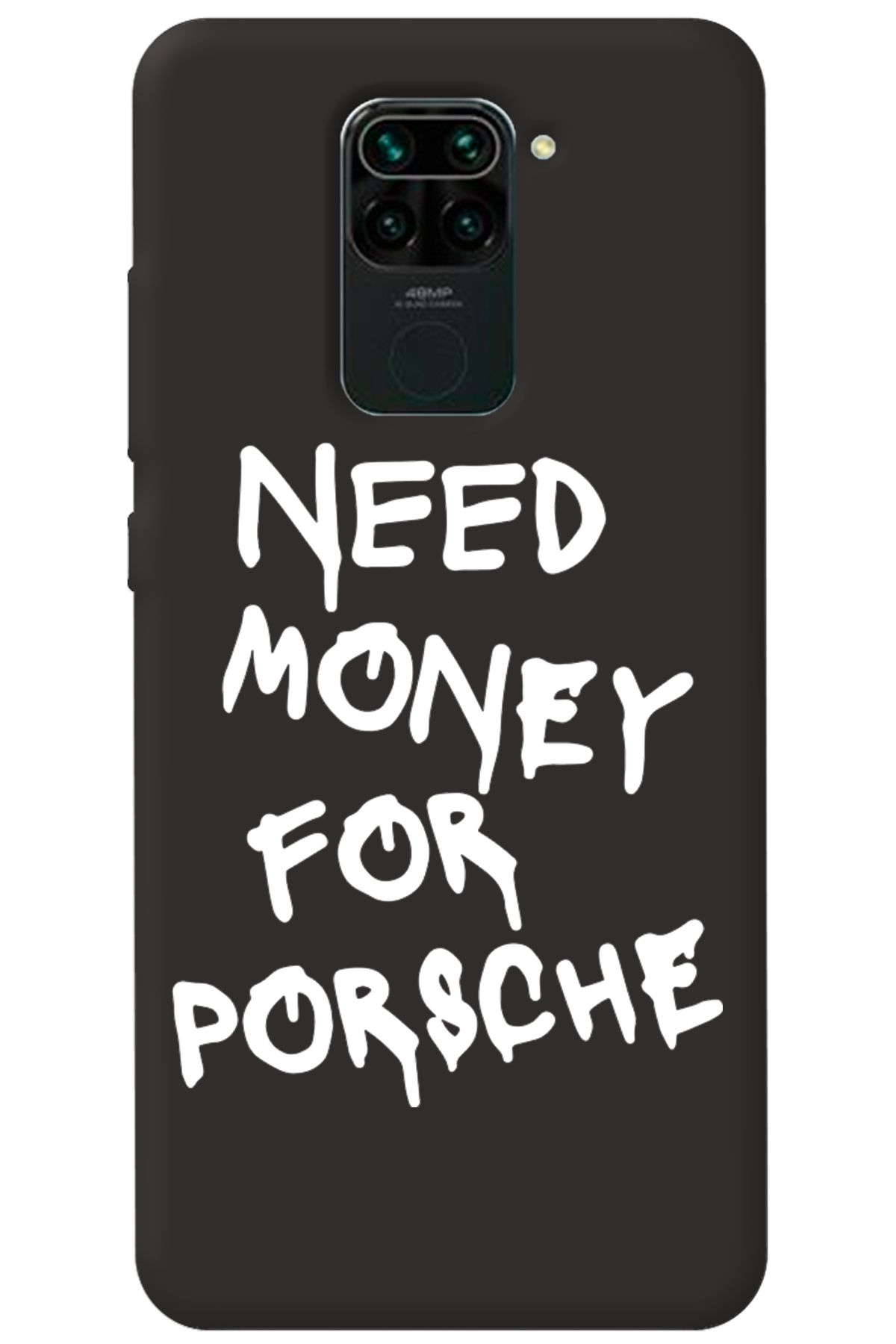 WANNA PROTECT Xiaomi Redmi Note 9 Siyah İçi Kadife Need Money Desenli Silikon Telefon Kılıfı