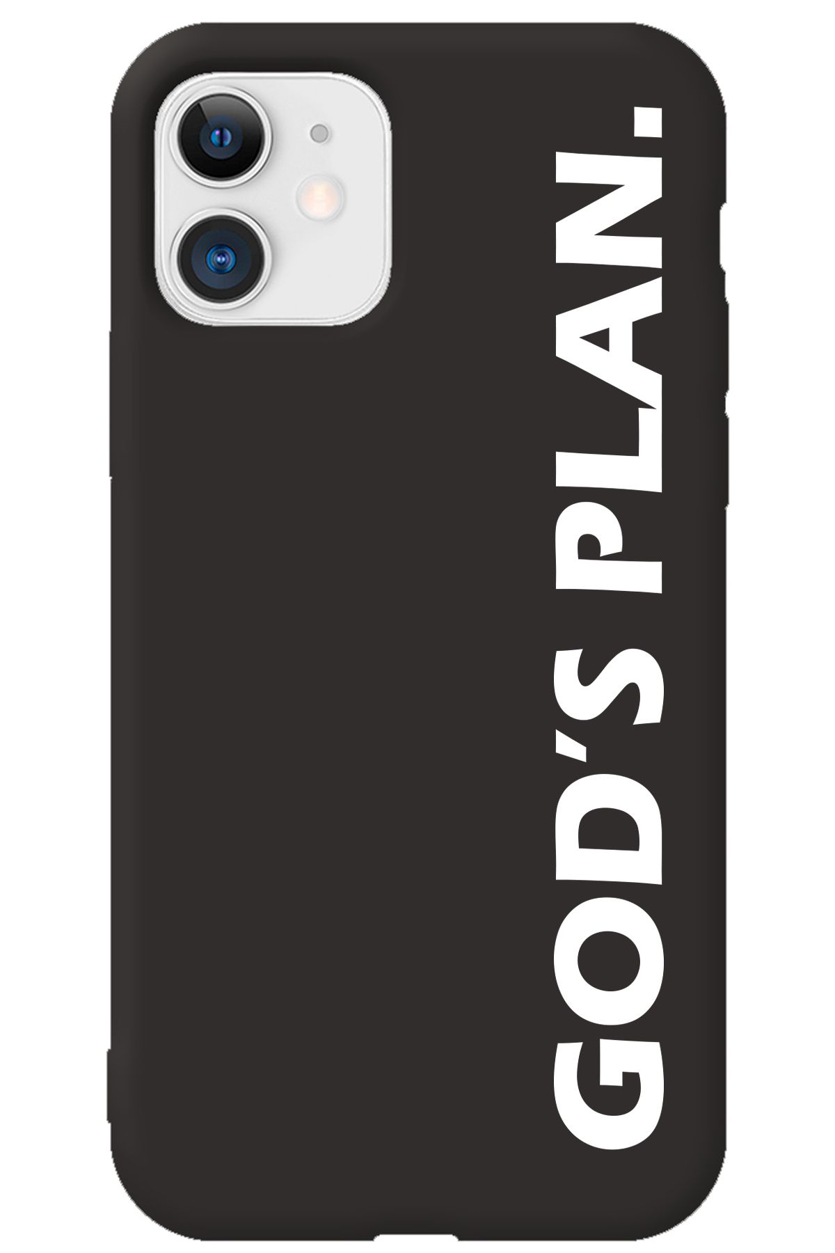 WANNA PROTECT iPhone 12 Siyah İçi Kadife God's Plan Desenli Silikon Telefon Kılıfı