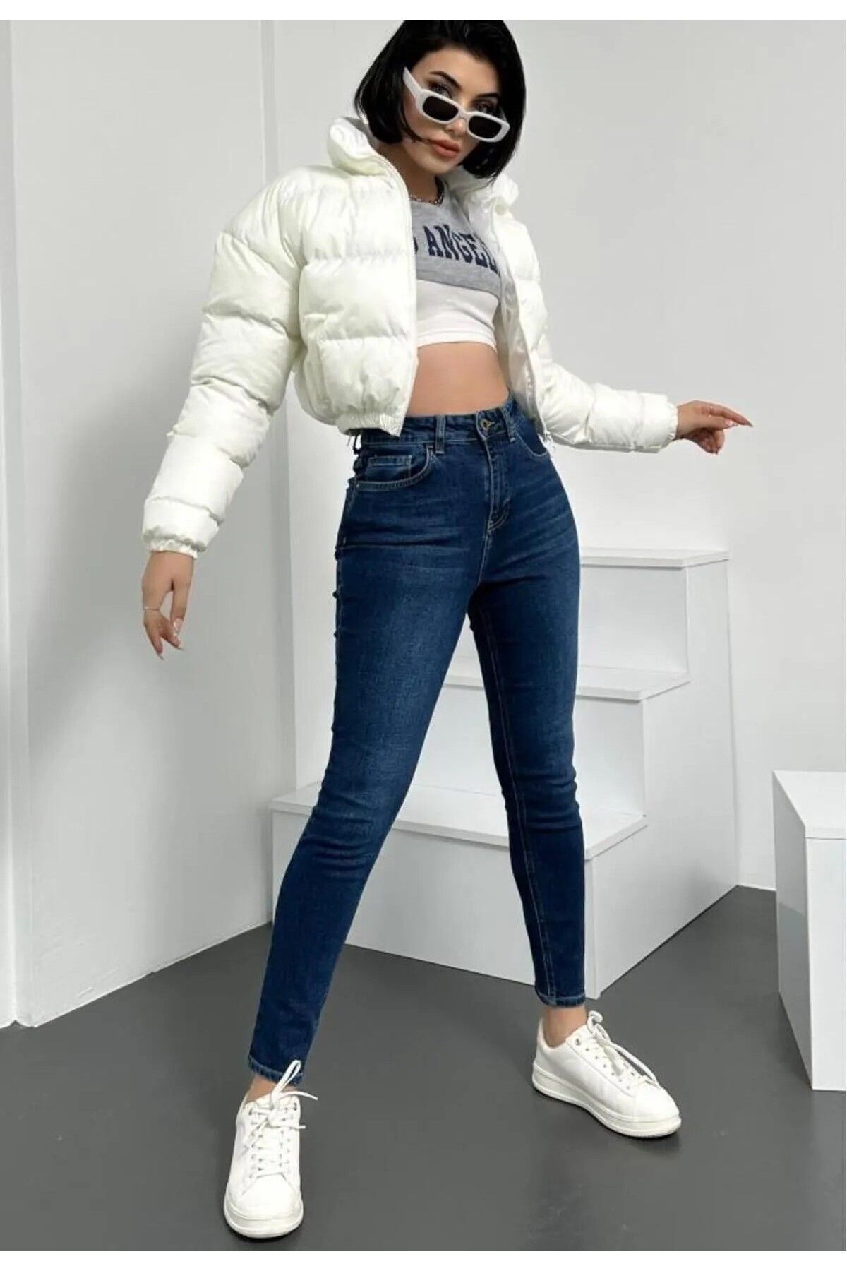 Lotus Kadın Mavi Süper Skinny Fit Esnek Likralı Yüksek Bel Jean Kot Pantolon