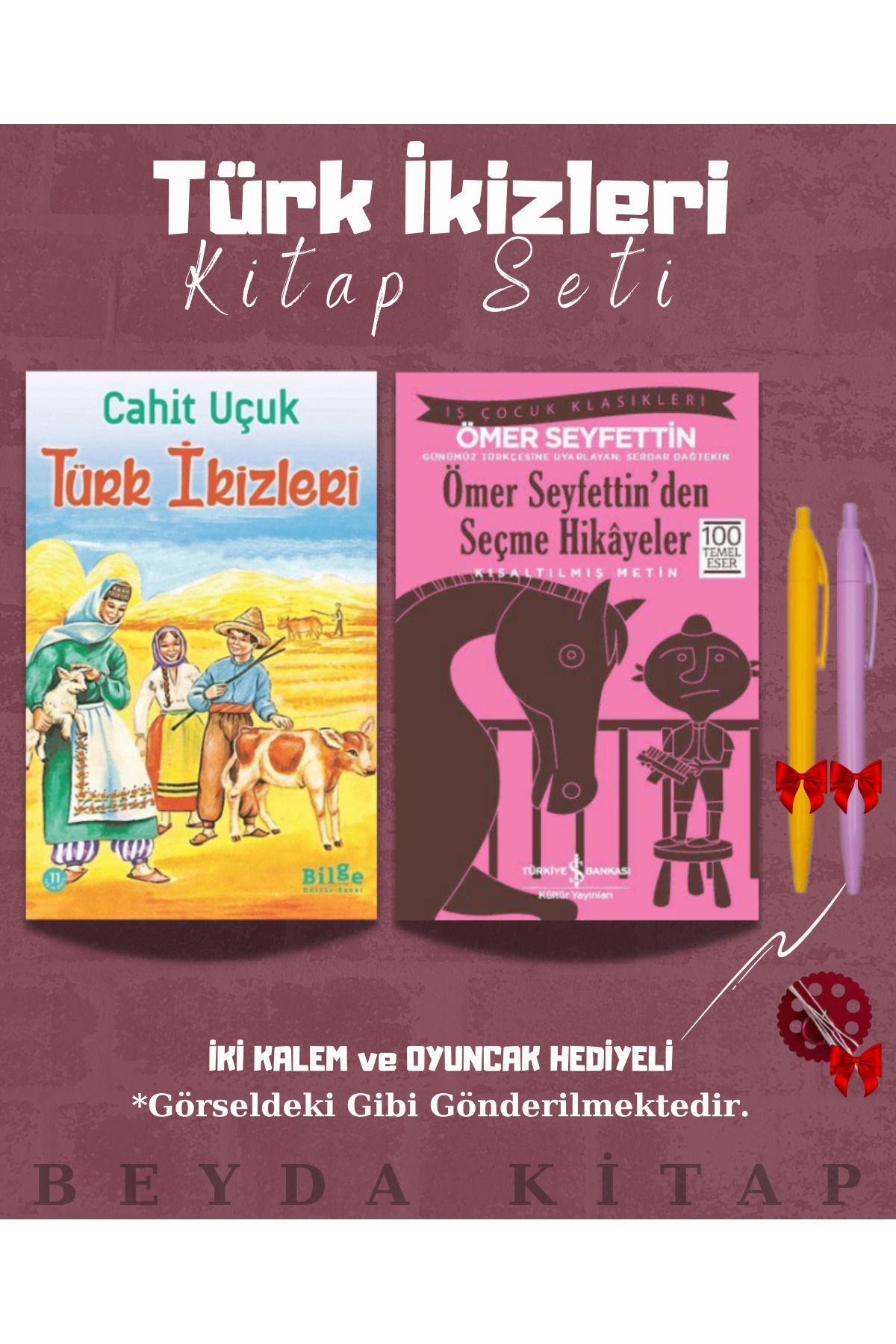 Bilge Kültür Sanat Türk İkizleri - Ömer Seyfettinden Hikayeler - Cahit Uçuk - Kitap Seti - Kalem ve Oyuncak Hediyeli