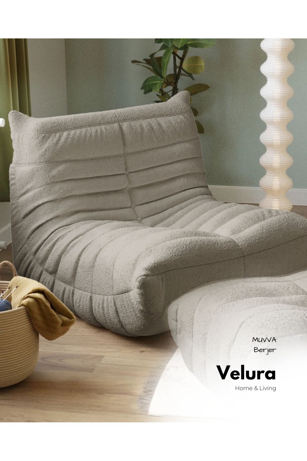 Velura Home & Living Muvva Berjer & Pofuduk Relax Koltuk & Armut Tekli Koltuk - Sütlü Kahve