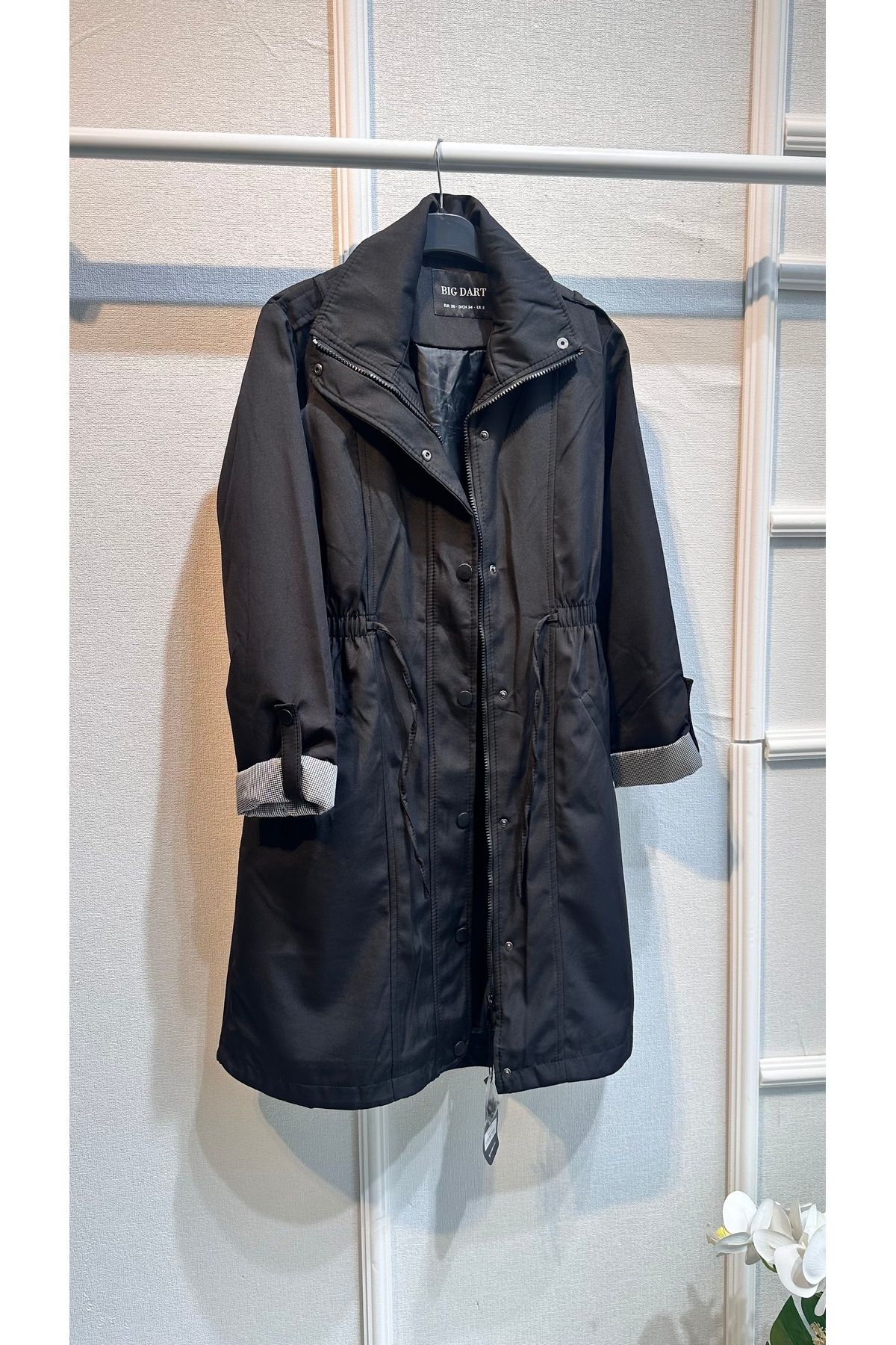 butiksosyete38 Siyah Astarlı Trençkot