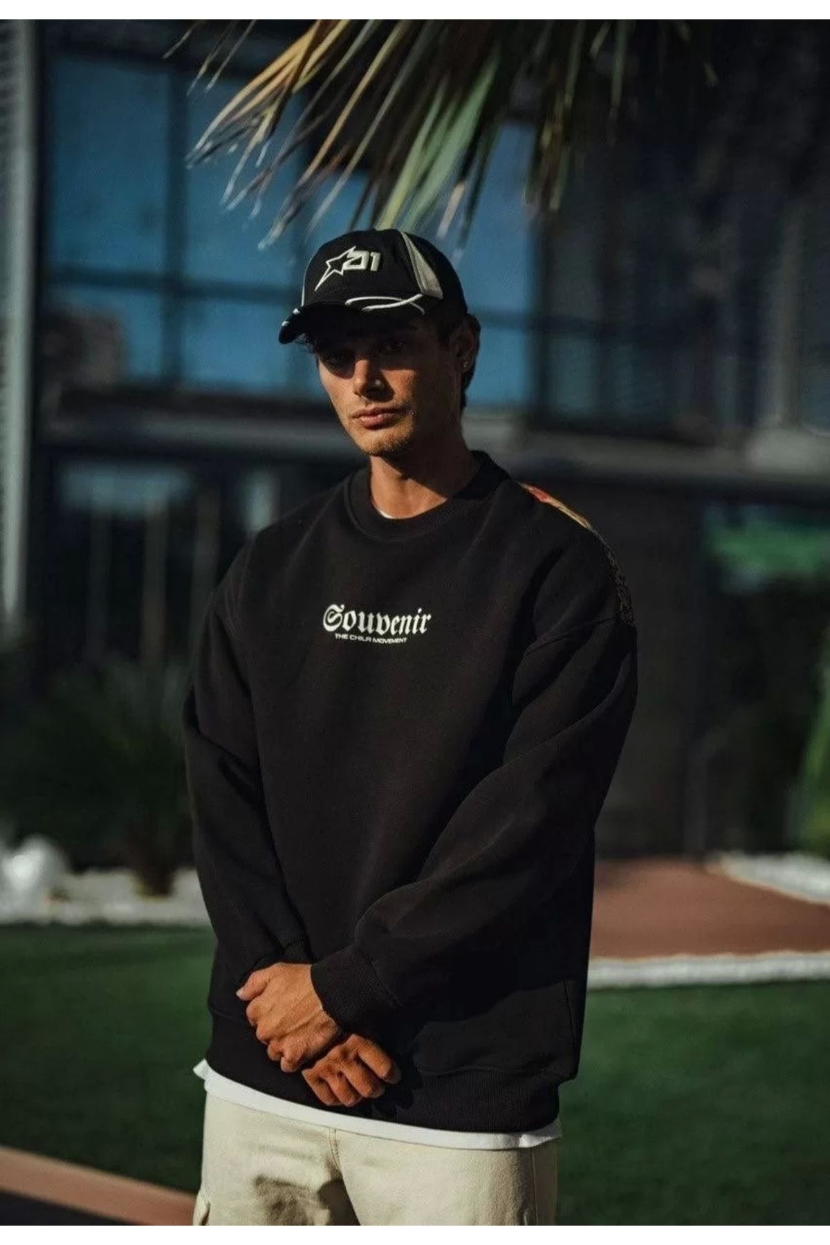 CVS Oversize Bisiklet Yaka Baskılı SweatShirt - Siyah