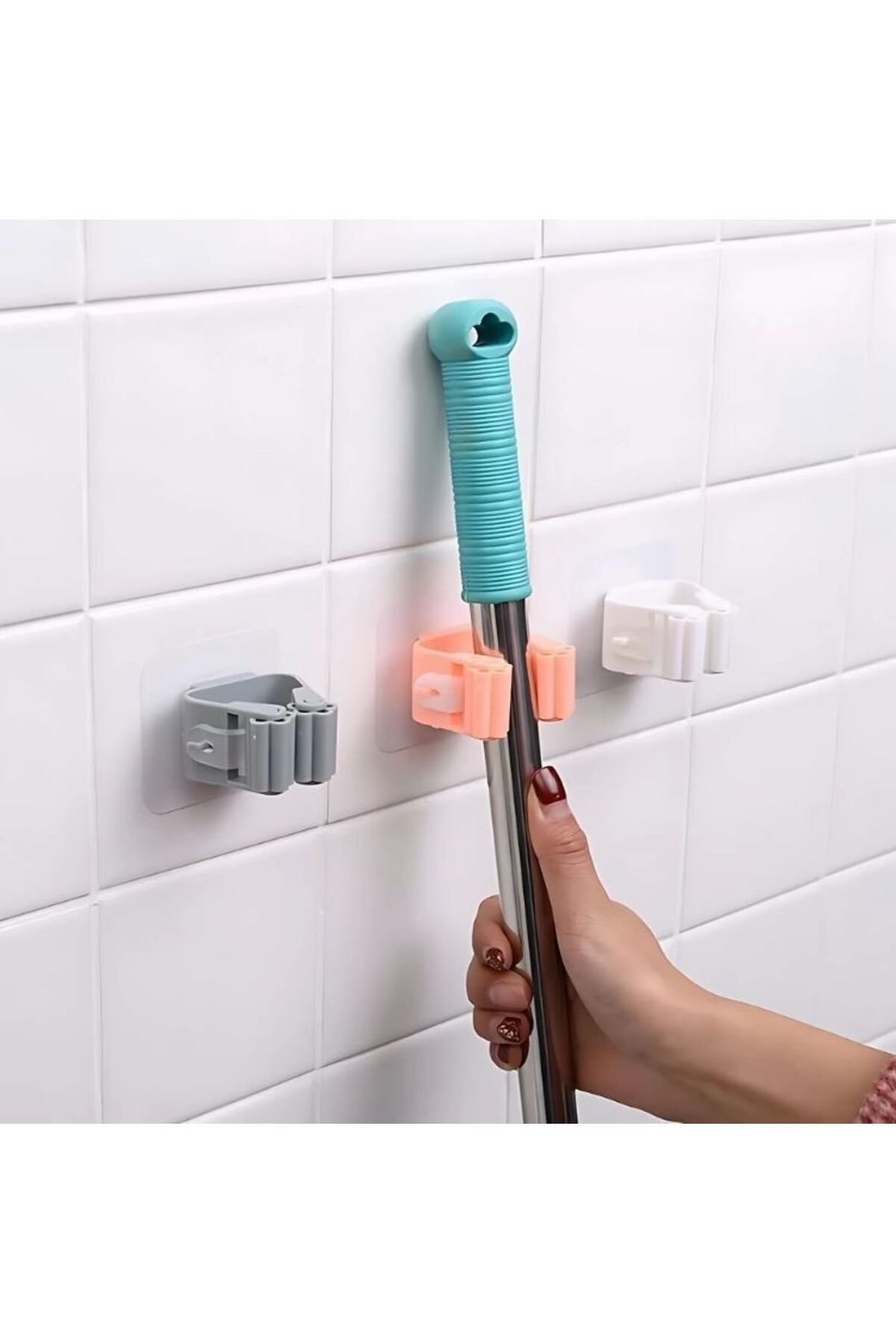 ALMITAL Guripon 4'Lü Duvara Monte Mop Paspas Tutucu Organizer Düzenleyici