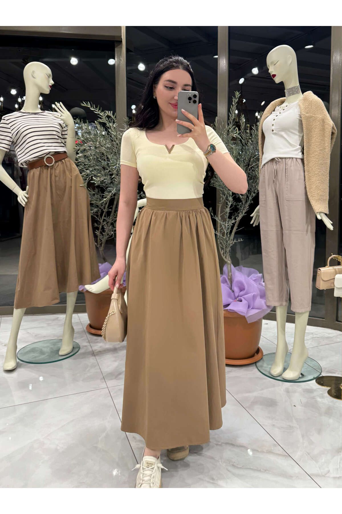 missswans Rona Midi Boy Etek Camel