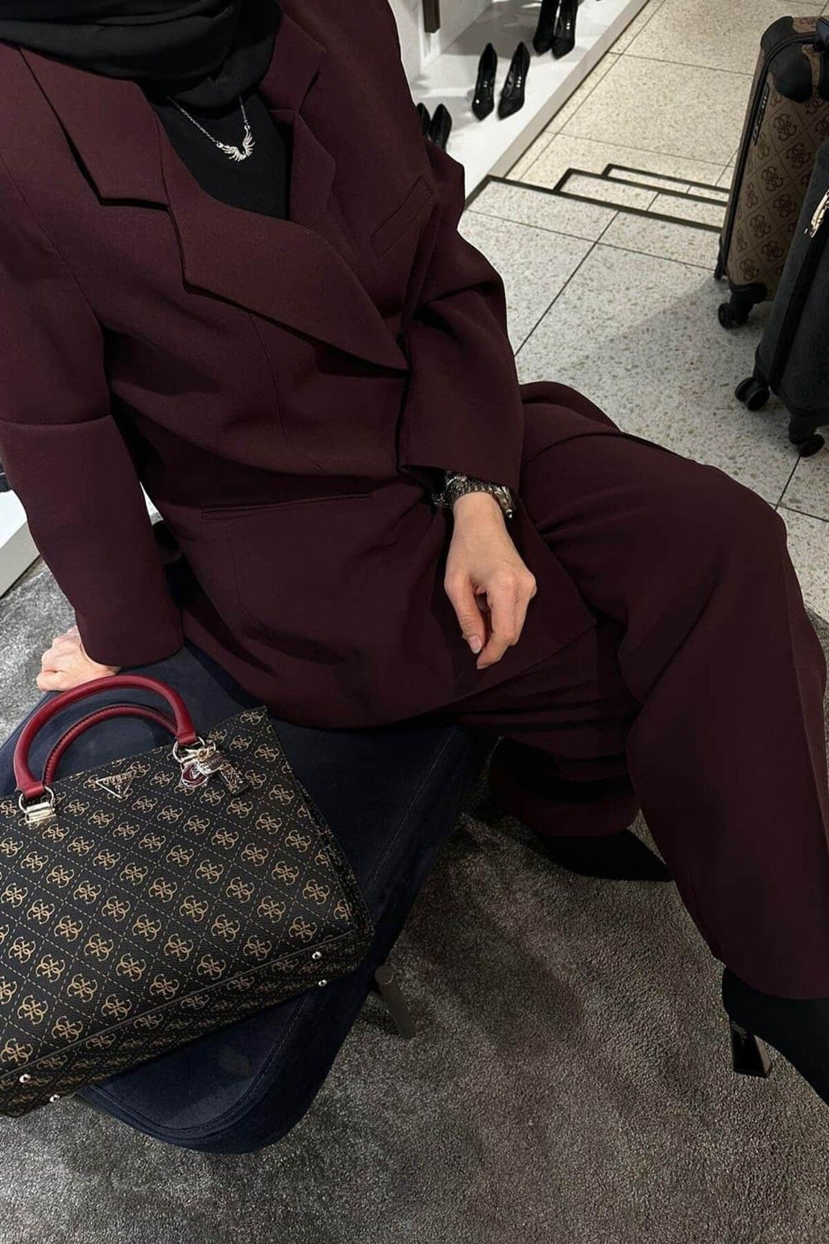 ByBensu Blazer Ceket Takım - Bordo