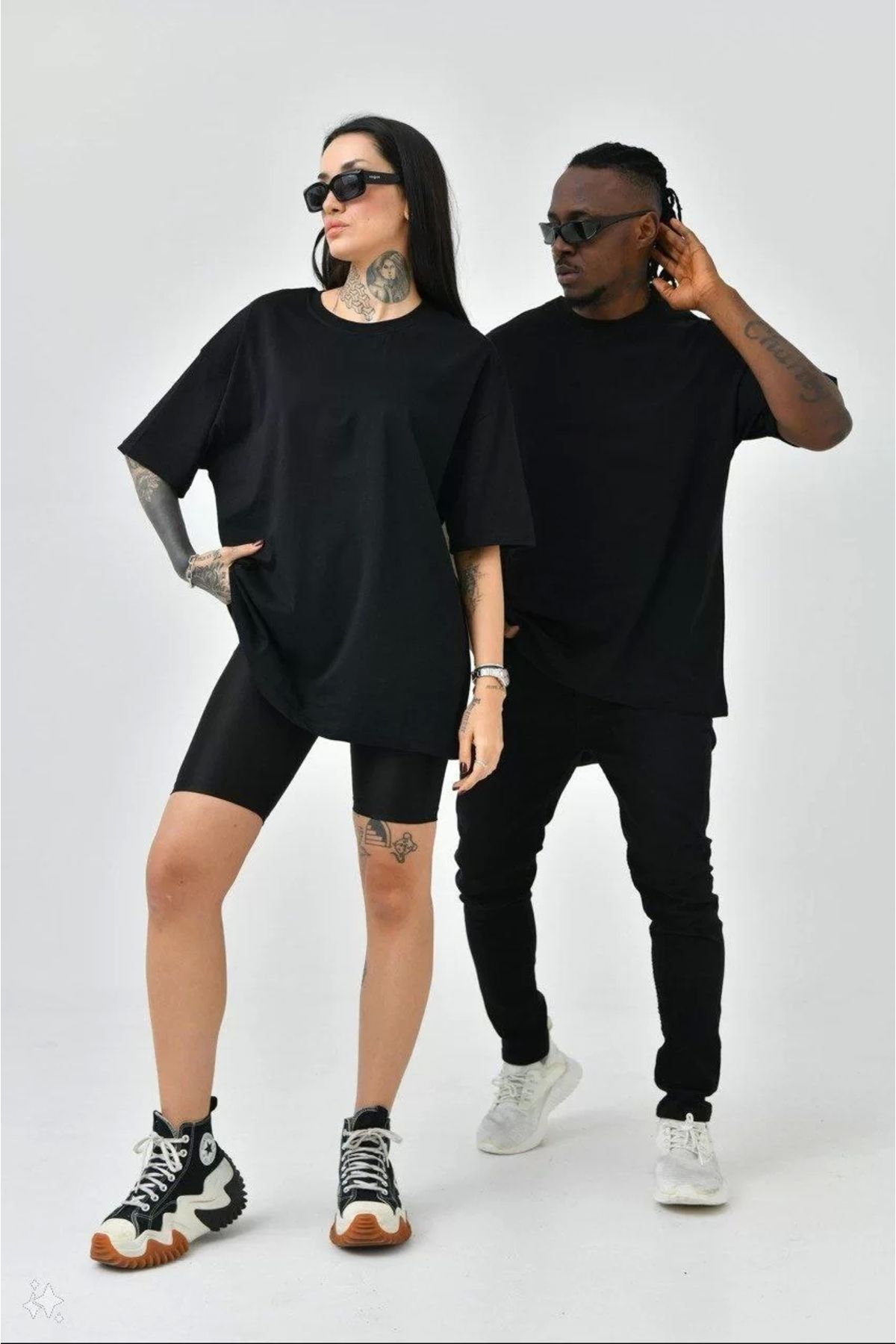 CVS Unisex Basic Bisiklet Yaka Oversize T-Shirt - Siyah