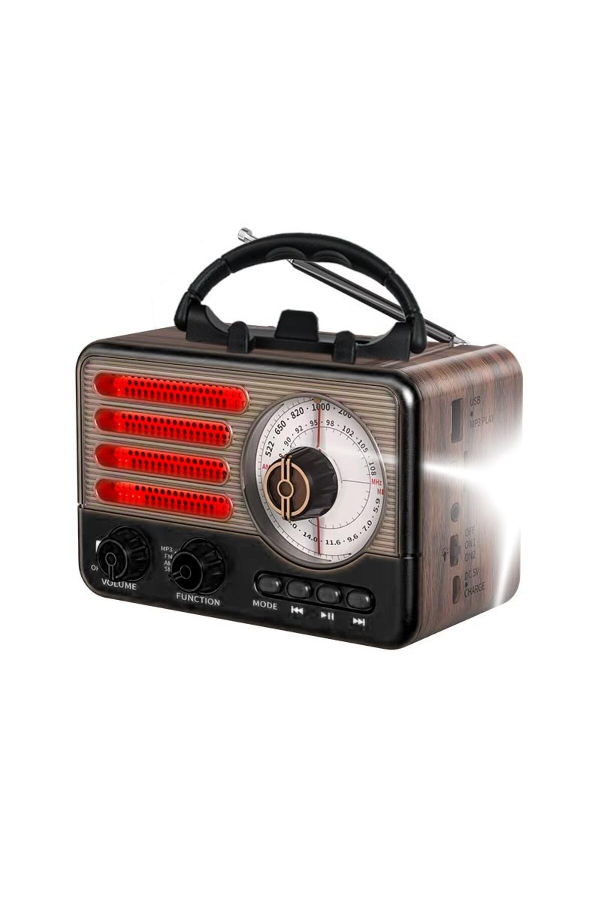 Apera Raiseng R-137BT Müzik Seti LED Işıklı FM Radyo USB Micro SD MP3 Player Aux Bluetooth Hoparlör 16 Cm