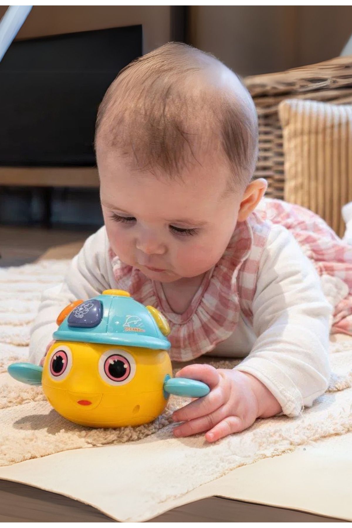 craftivio Işıklı Müzikli Sevimli Balık Figürlü Oyuncak Bebek Piyanosu Aktivite Oyuncağı