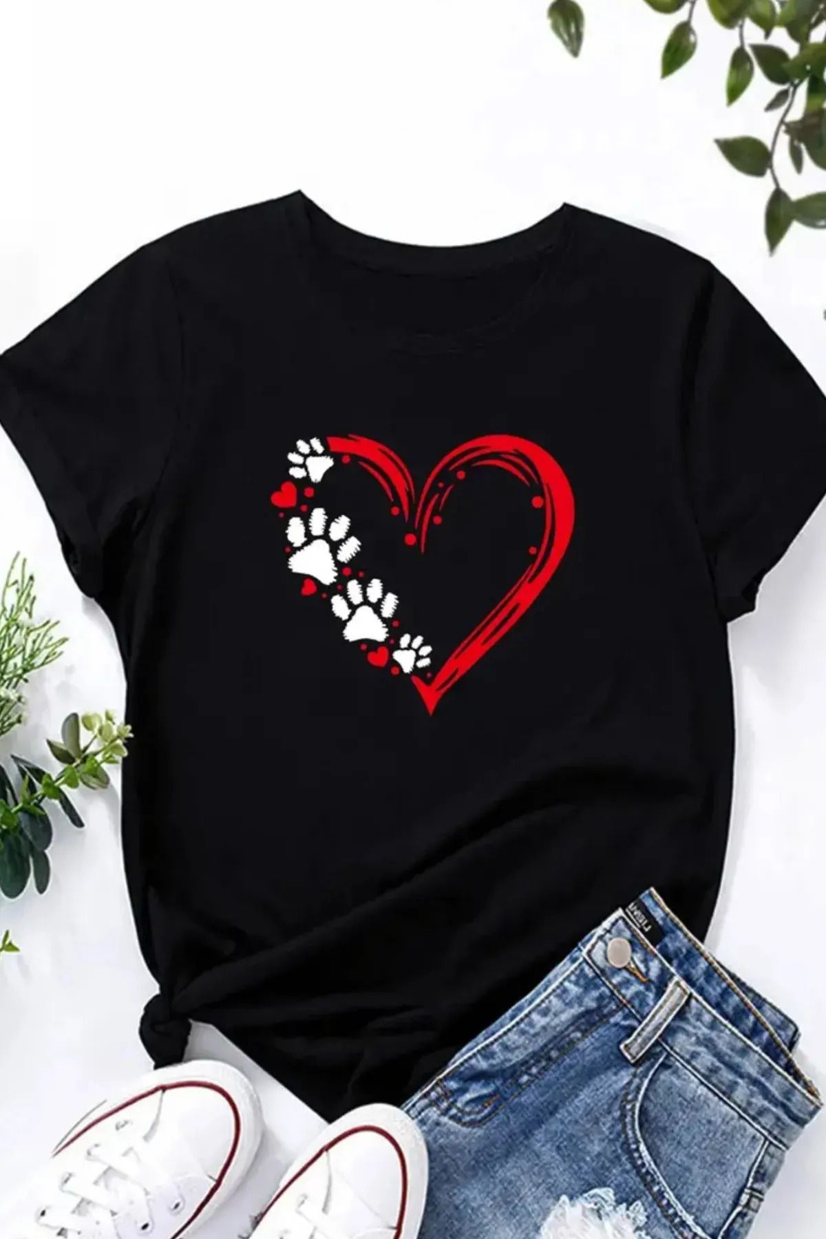 FeaR LeeS Kalp Baskılı Kadın T-shirt