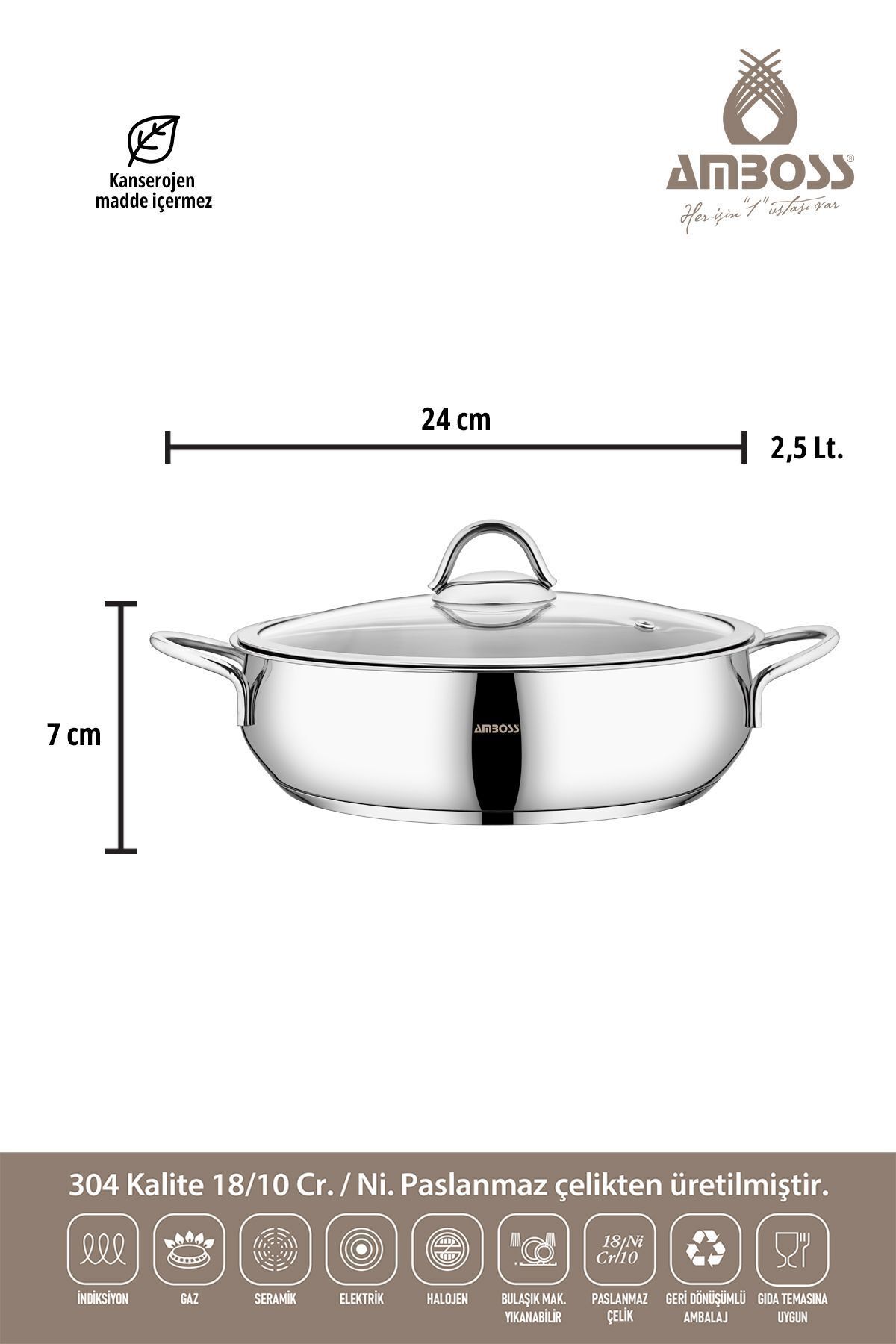 Amboss-Stone Stainless Steel Induction Base 8 Piece Cookware Set 7