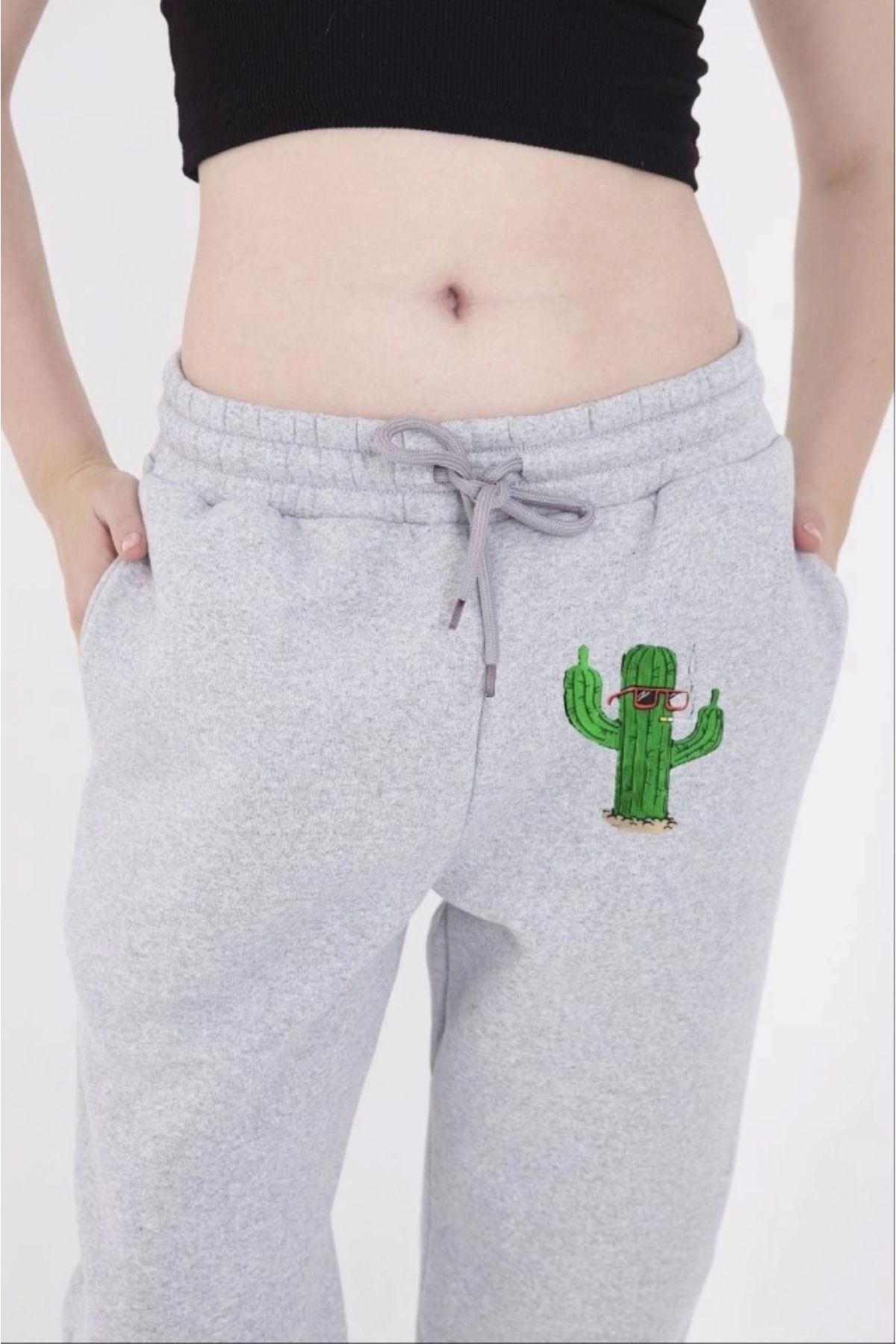 nedo7 Lastikli Baskılı Eşofman Pantolon - Gri
