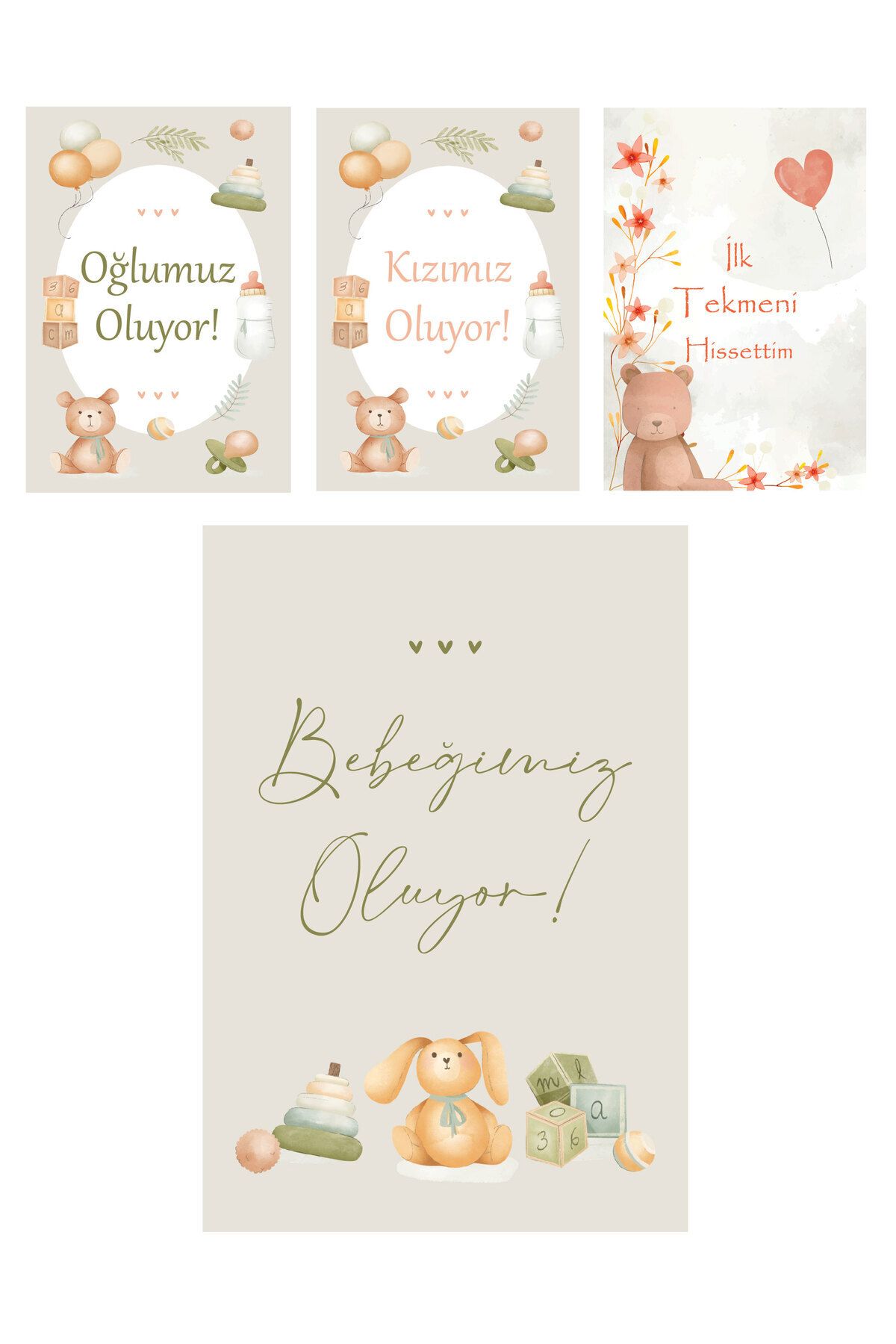 billstore Müjde Fotoğraf Anı Kartı Baba Oluyorsun - Anne Baba Oluyorum Kızımız Oğlumuz Oluyor 6 Adet