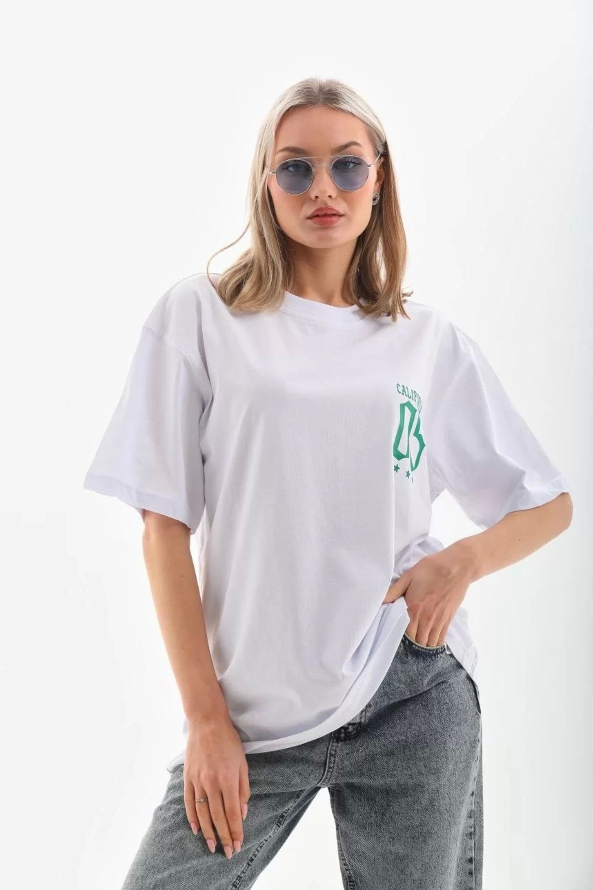 CVS Unisex Baskılı Oversize T-Shirt - Beyaz