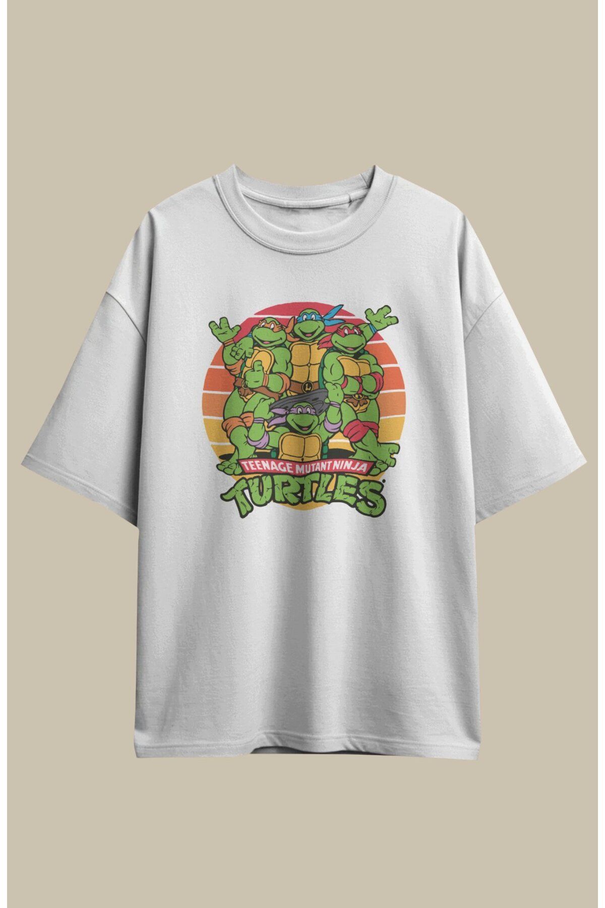 CNGZSHOP Unisex Ninja Kaplumbağa Baskılı Tişört, Oversize Çizgi Film Temalı T-Shirt