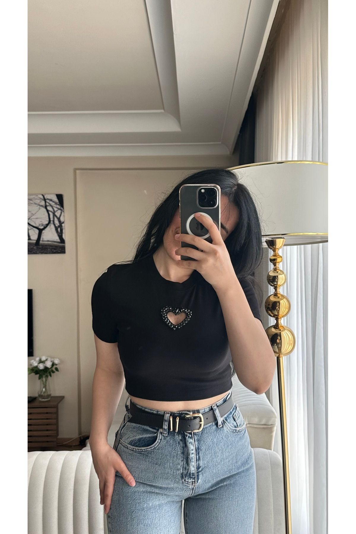 KECHİ WOMAN Taşlı Kalp Detay Bluz