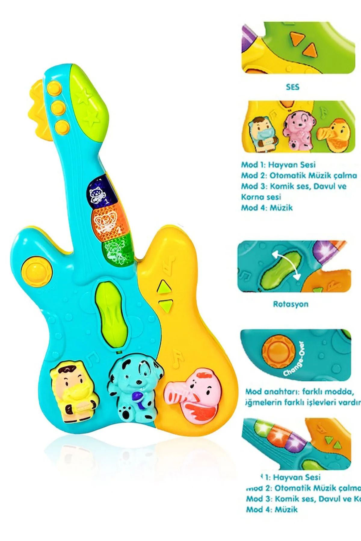 Vivaverse Işıklı ve Müzikli Gitar Bebek Piyanosu