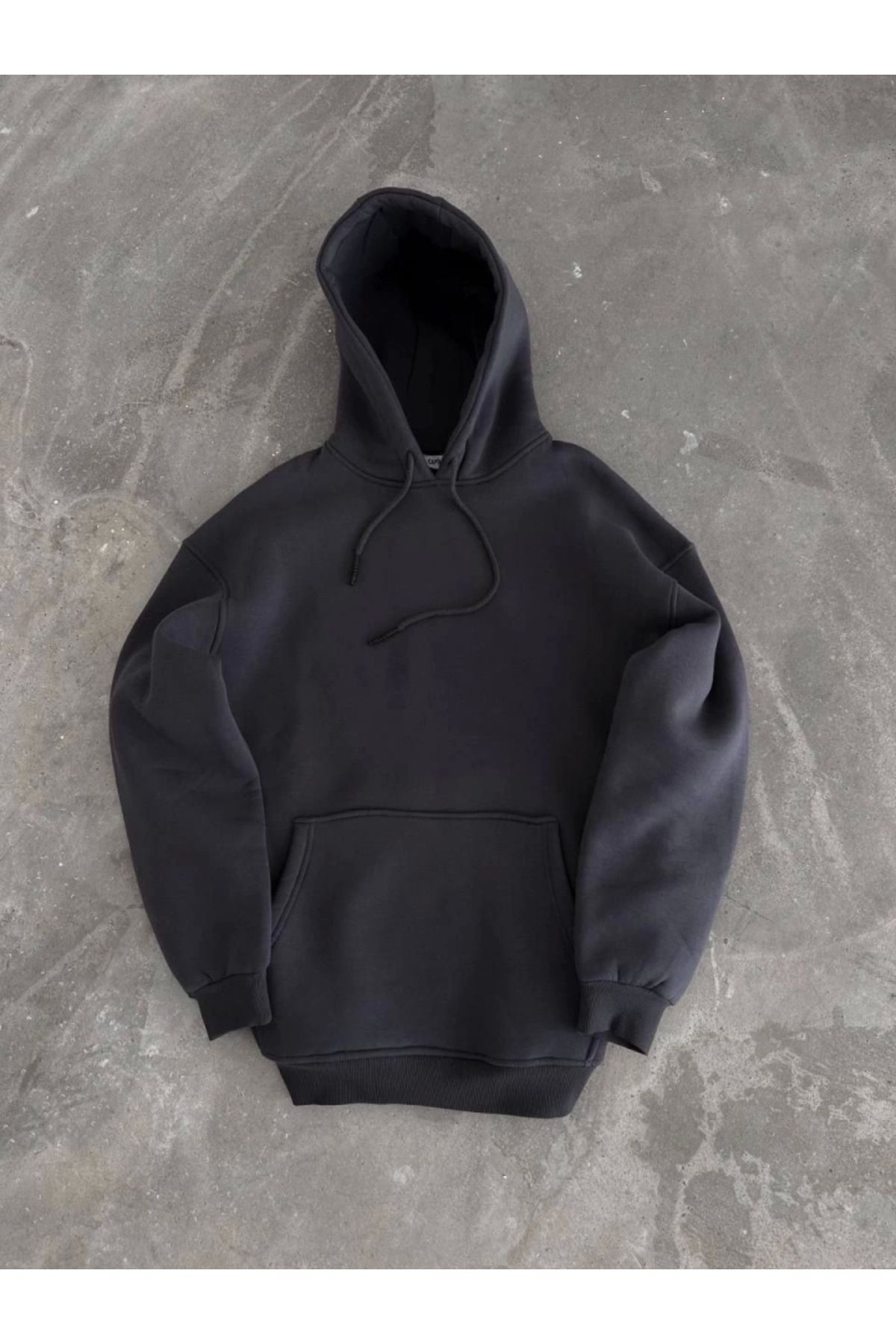 nedo7 Kapşonlu Üç İplik Penye Basic SweatShirt - Füme