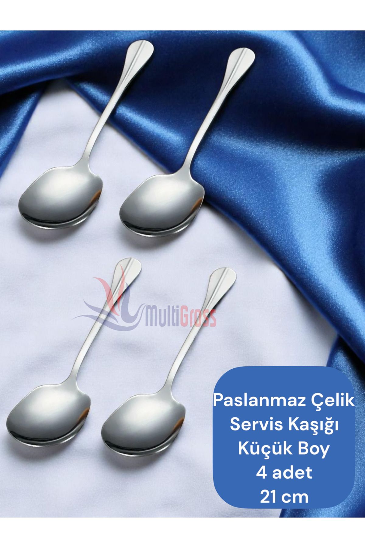 Multiamo Çelik 21 cm 4 Adet Küçük Boy Servis Kaşığı / Sunum Kaşığı