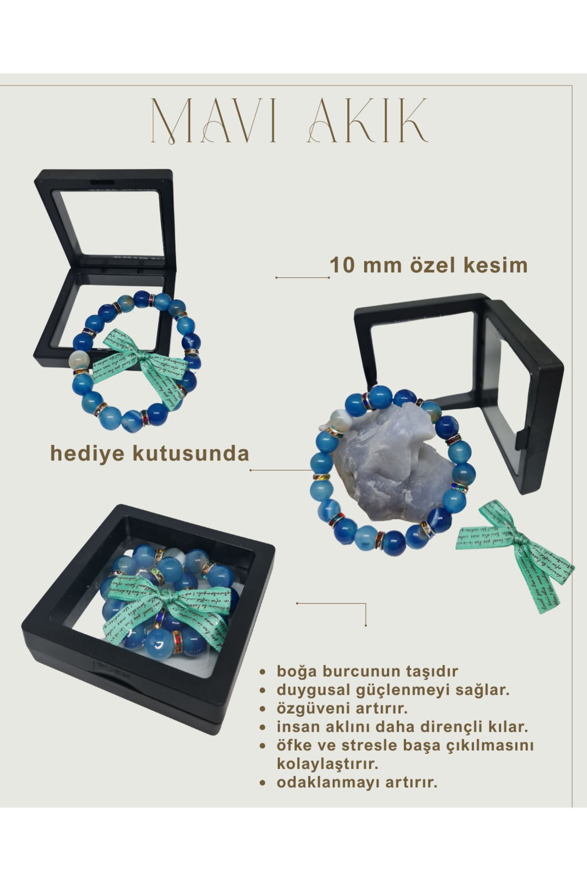 Anatolia mavi akik doğaltaş bileklik