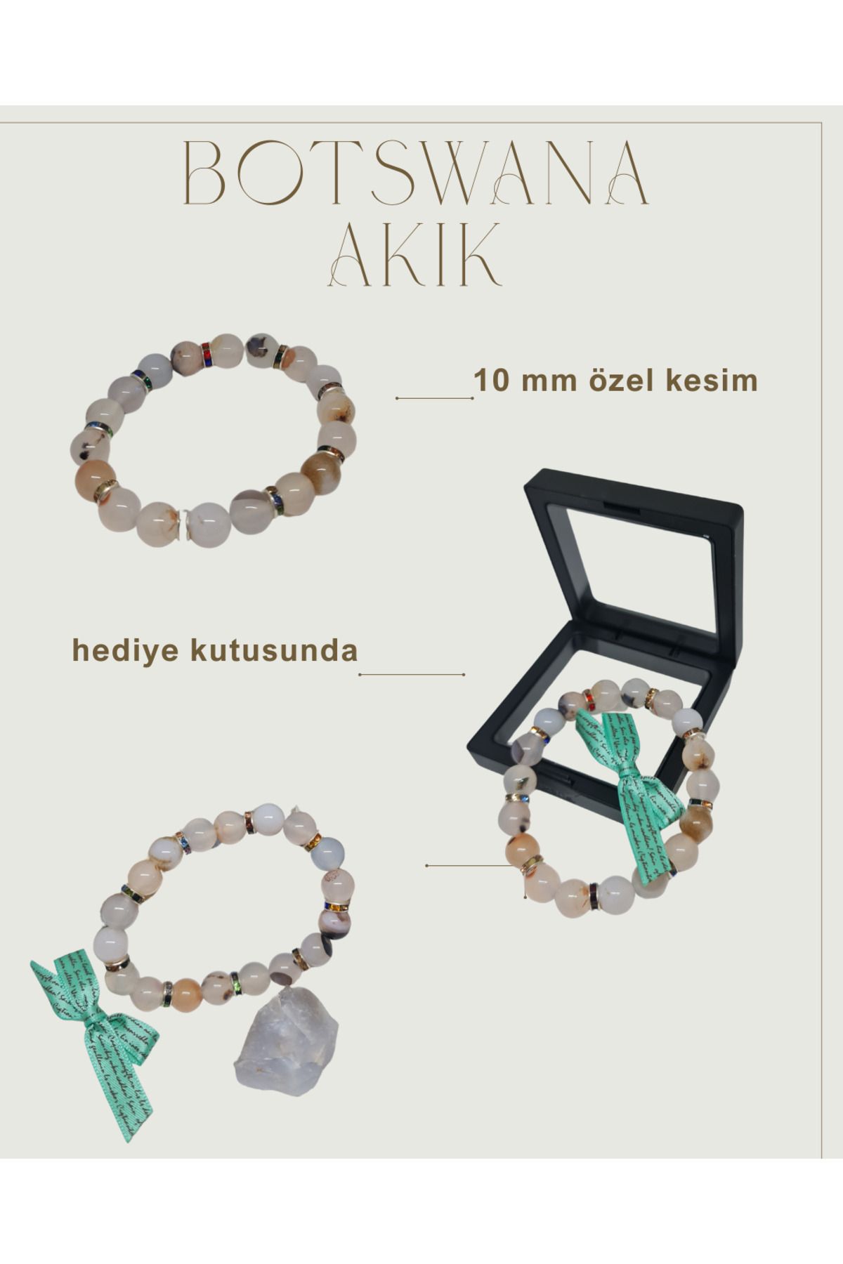 Anatolia botswana akik doğaltaş bileklik