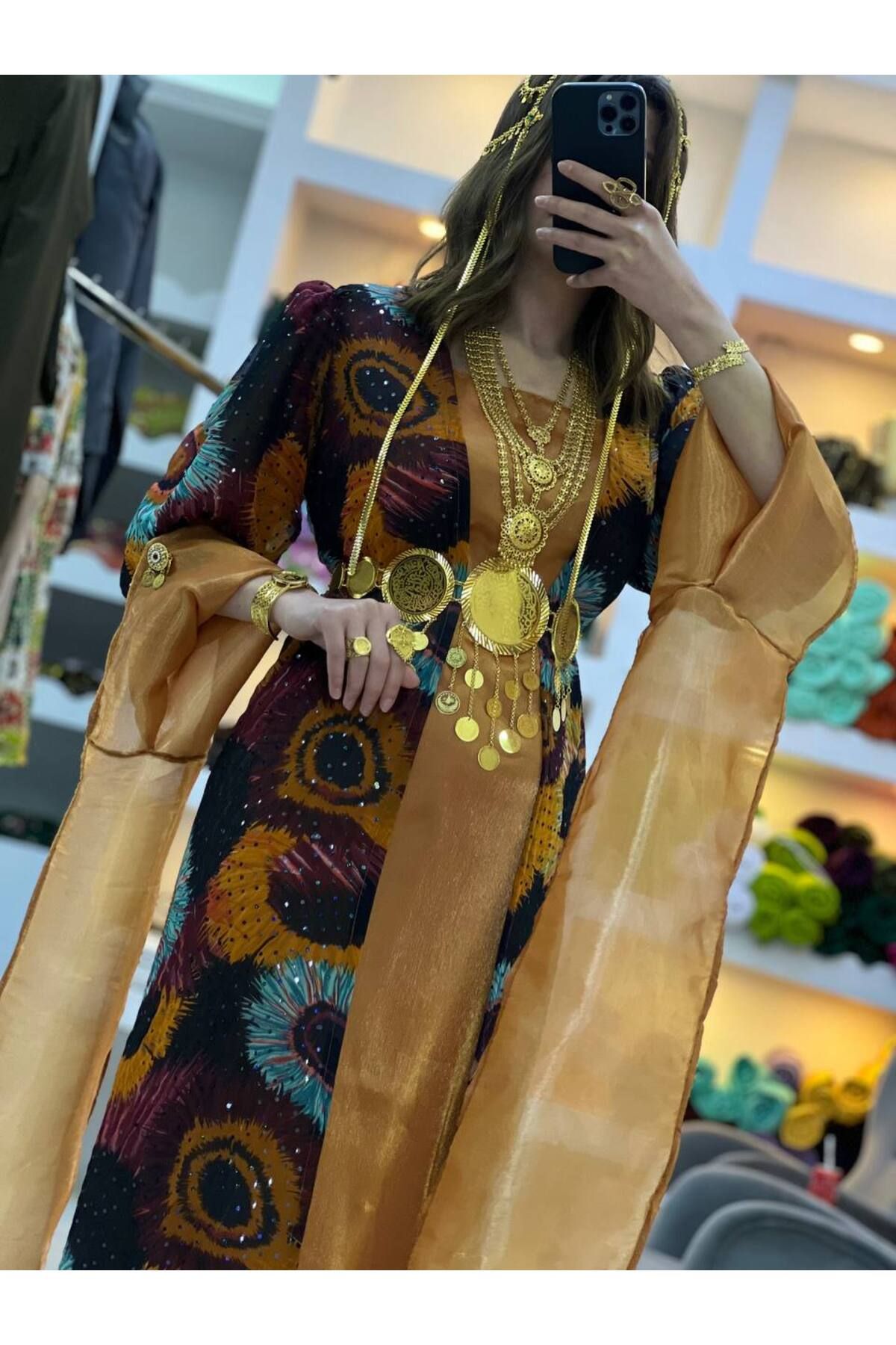 SOLİN YÖRESEL Kadın Yöresel Elbise Düğünlük Kaftan Abiye İki Parça (Görseldeki Aksesuarlar Dahil Değildir)