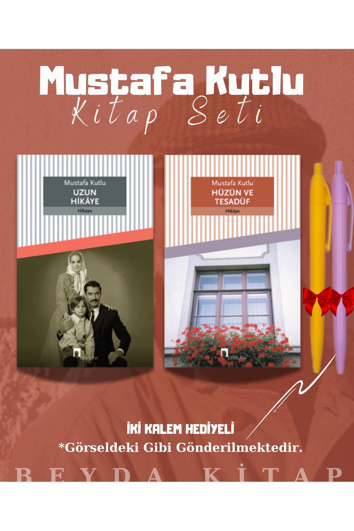 Dergah Yayınları Uzun Hikaye - Hüzün ve Tesadüf - Mustafa Kutlu - Kitap Seti - Kalem Hediyeli