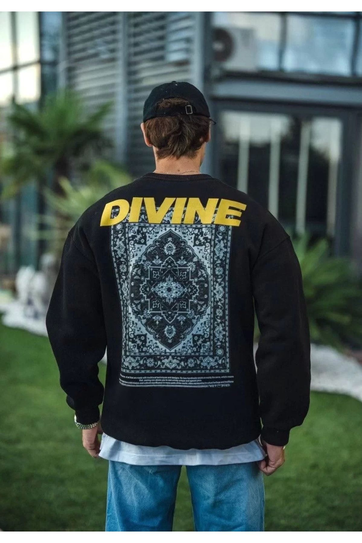 CVS Kışlık Bisiklet Yaka Baskılı SweatShirt - Siyah