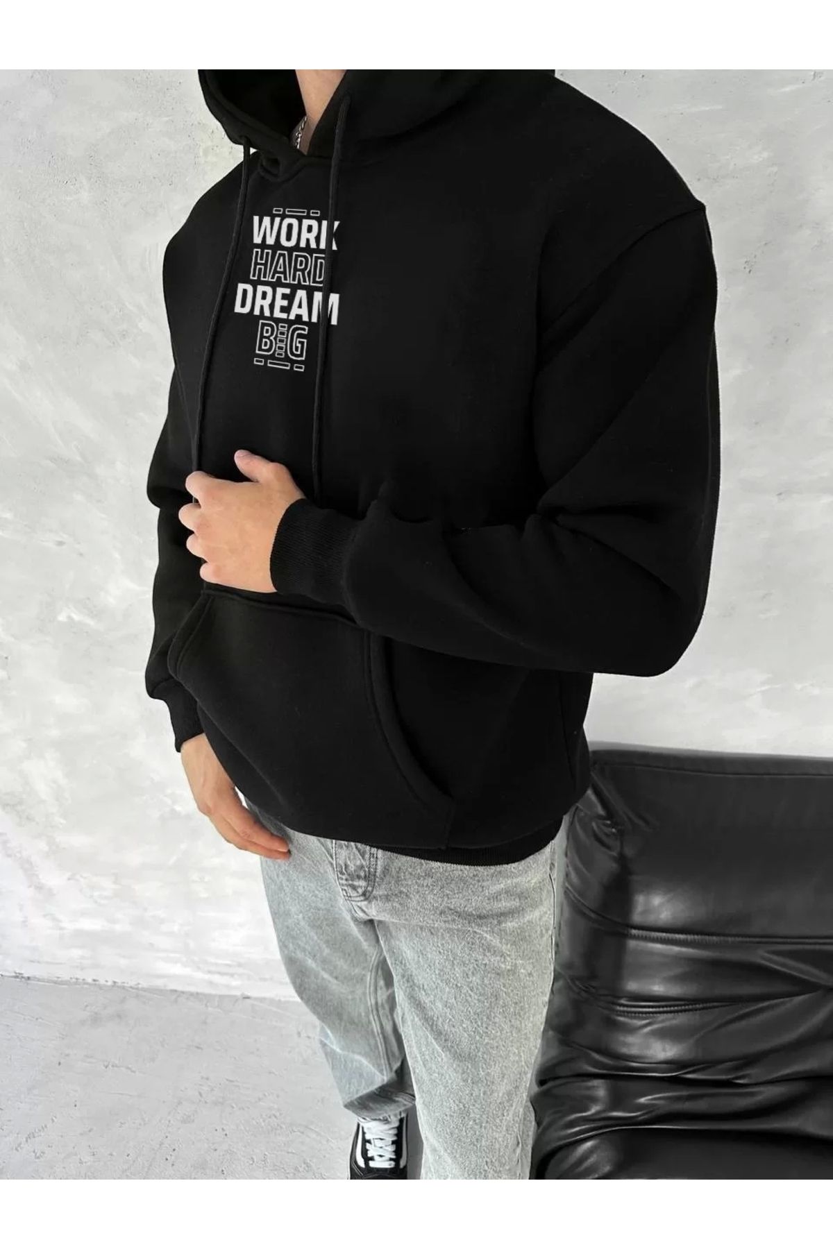 CVS Kışlık Üç İplik Kapüşonlu SweatShirt - Siyah